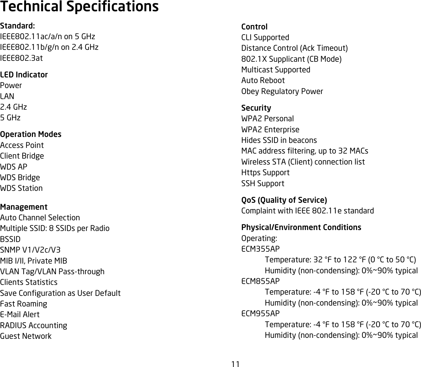 Page 11 of EnGenius Technologies ECM355AP AC1300 Indoor ceiling mount Managed Access Point User Manual User Manaul