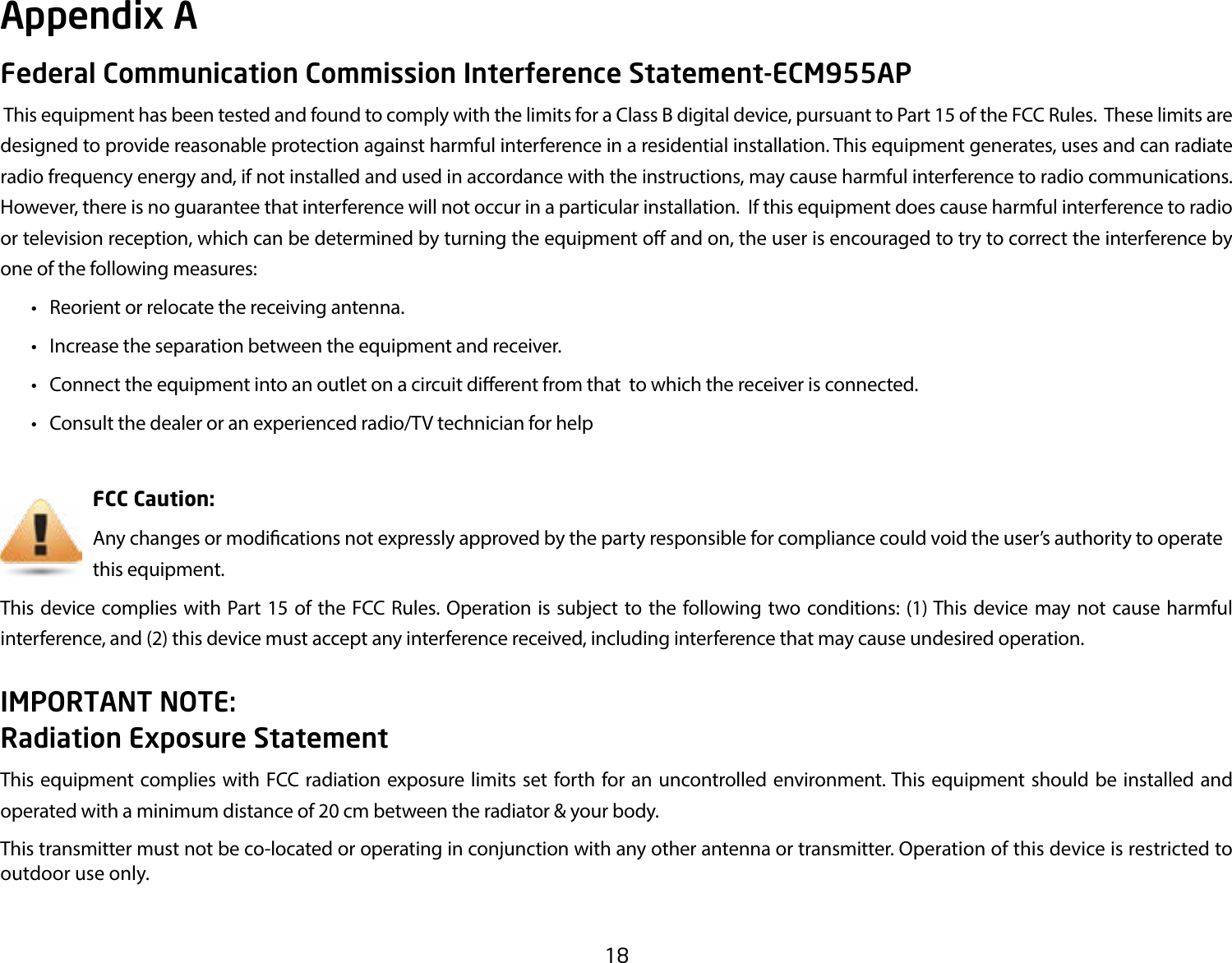 Page 18 of EnGenius Technologies ECM355AP AC1300 Indoor ceiling mount Managed Access Point User Manual User Manaul