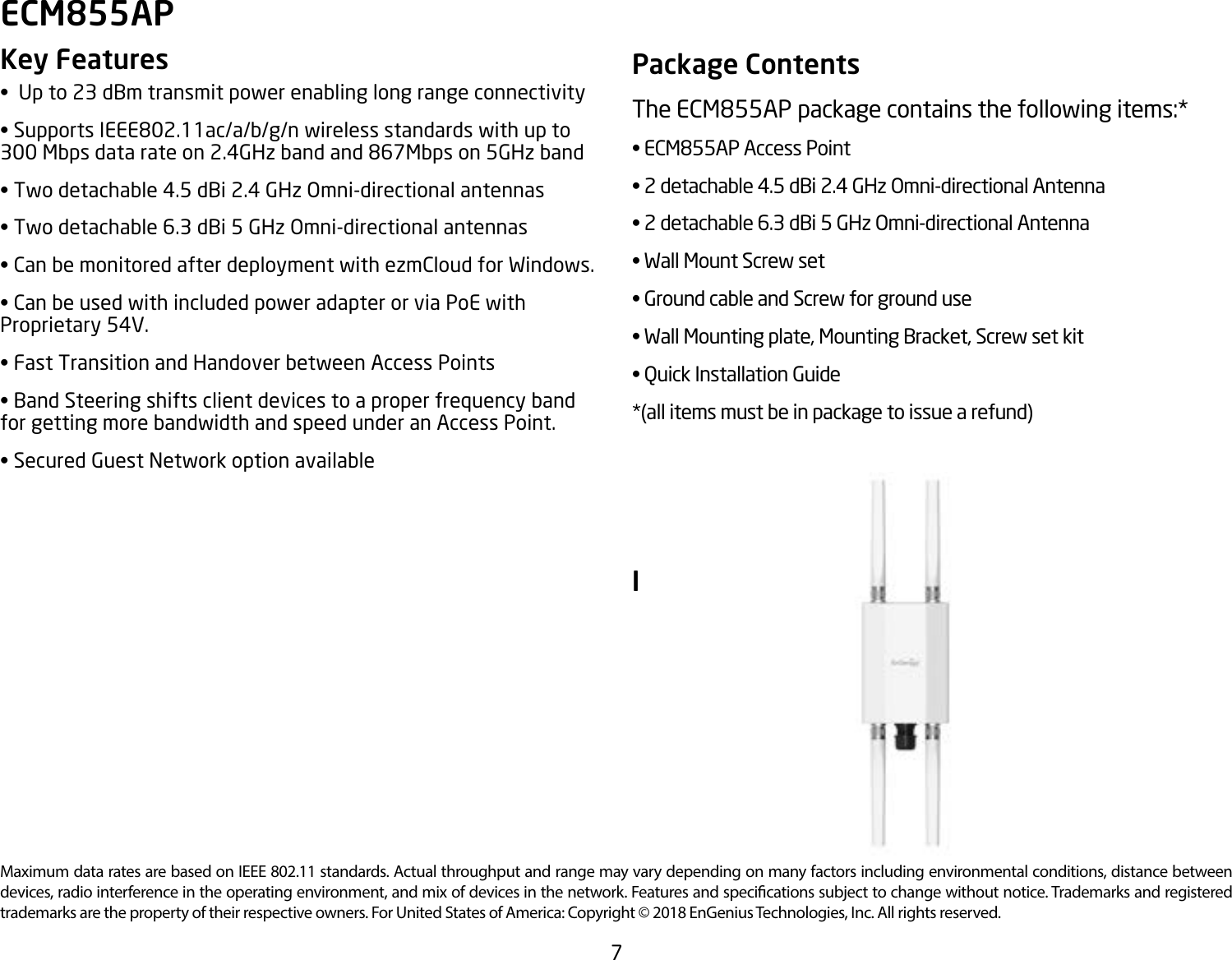 Page 7 of EnGenius Technologies ECM355AP AC1300 Indoor ceiling mount Managed Access Point User Manual User Manaul