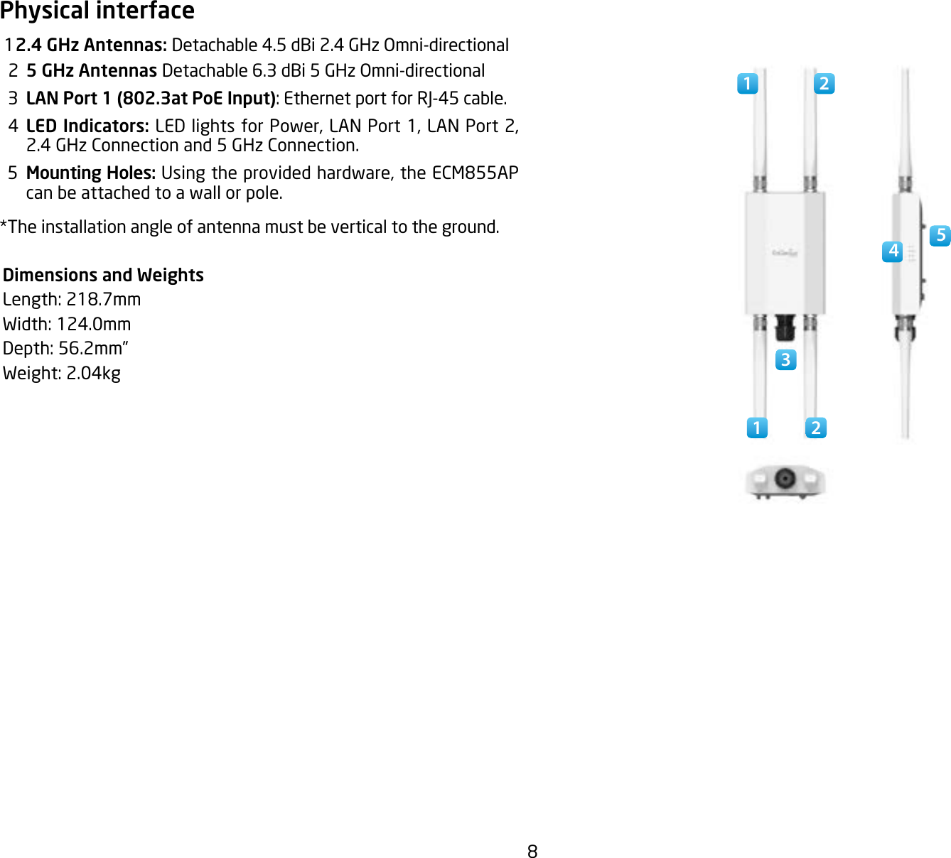 Page 8 of EnGenius Technologies ECM855AP Wireless 802.11 abgn/ac outdoor AP User Manual 