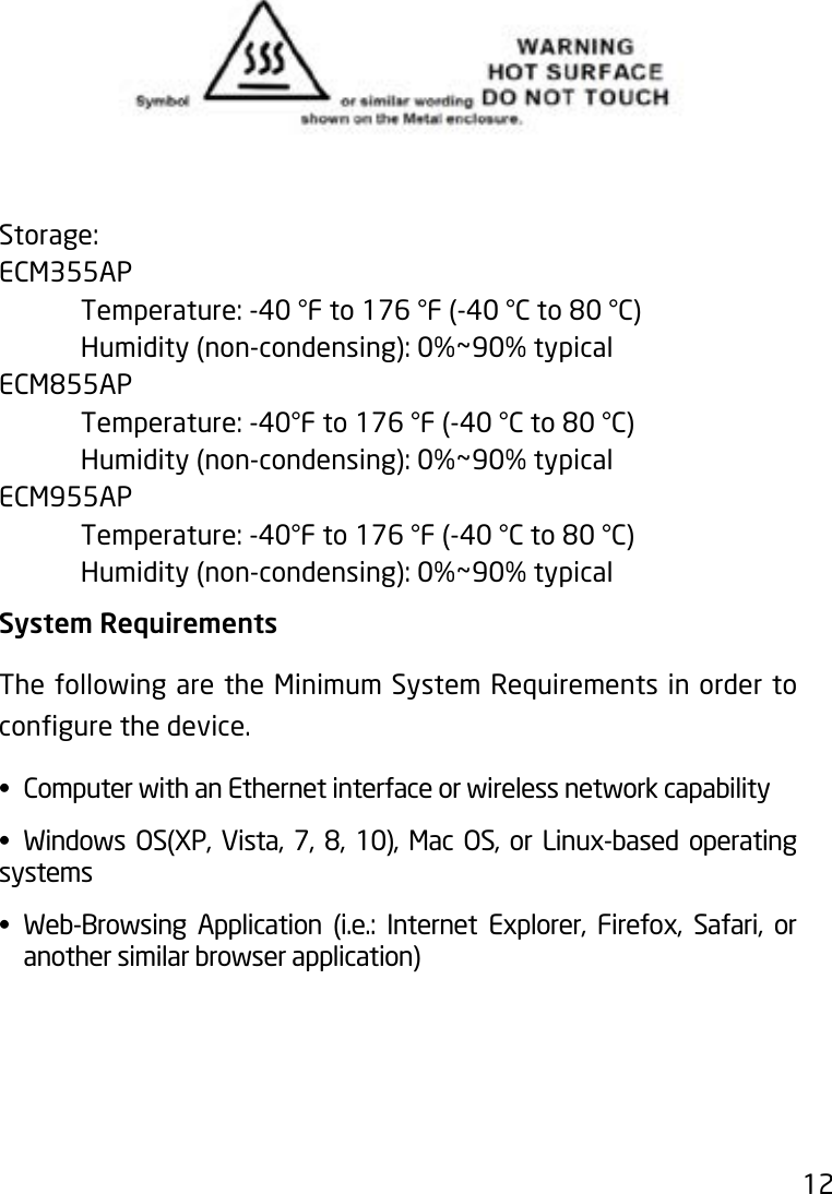 Page 12 of EnGenius Technologies ECM955AP AC1300 Wave2 Dual Band Outdoor Cloud management Base Station User Manual User Manaul