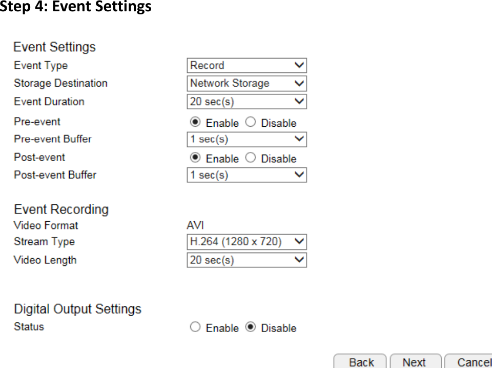  Step 4: Event Settings  