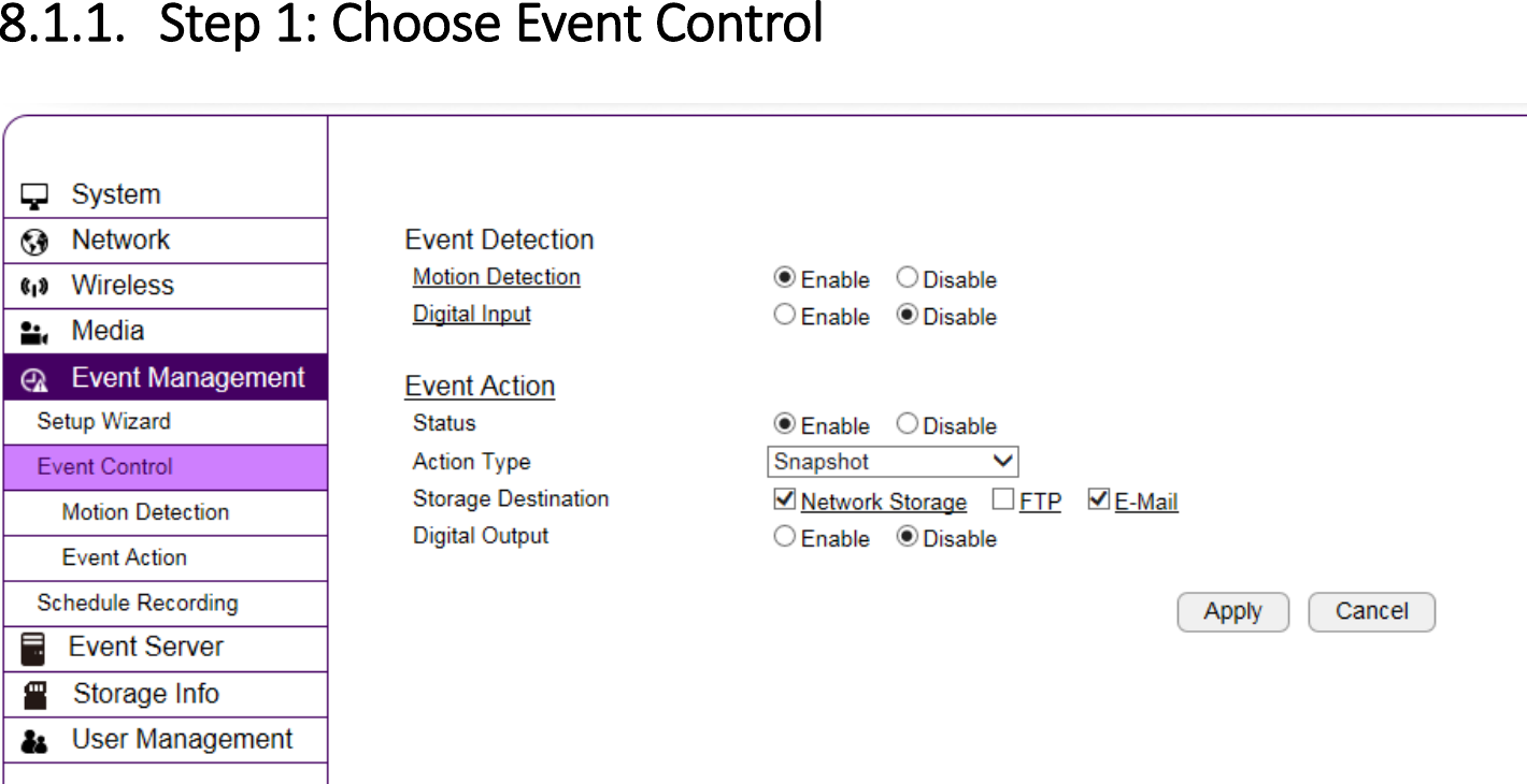  8.1.1. Step 1: Choose Event Control   