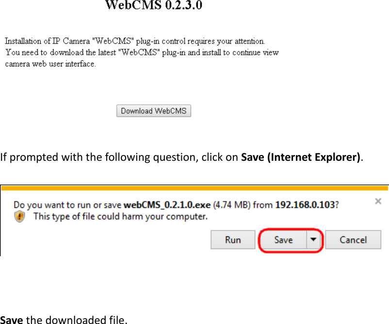   If prompted with the following question, click on Save (Internet Explorer).      Save the downloaded file. 