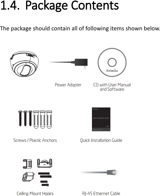 1.4. Package Contents   The package should contain all of following items shown below.       