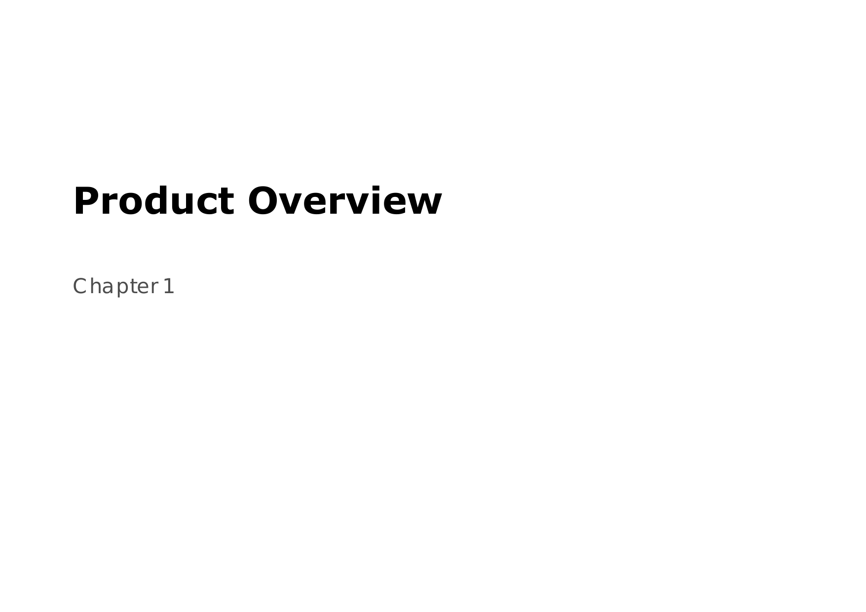 Product OverviewChapter 1