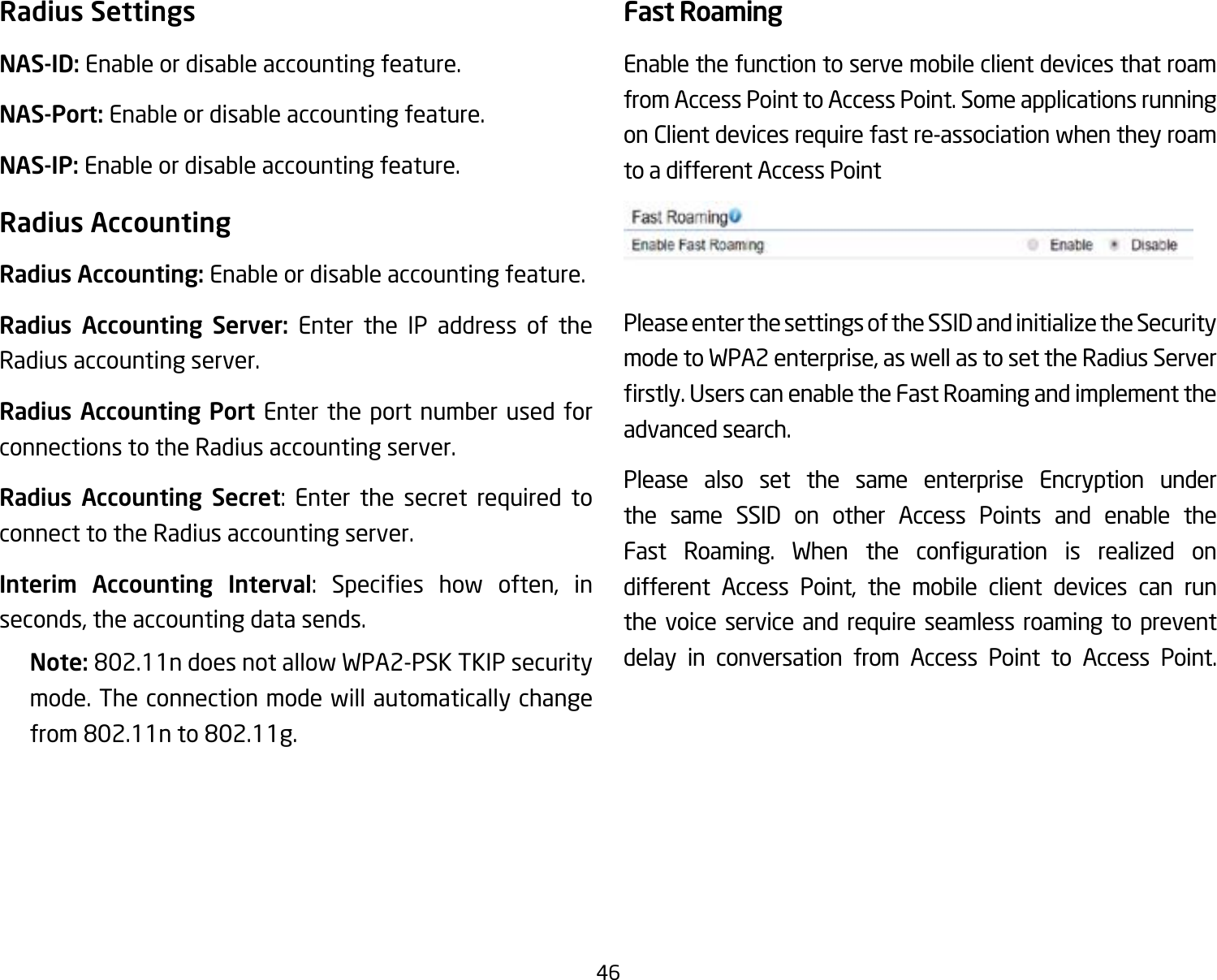 Page 46 of EnGenius Technologies ENSTA5-ACV2 Outdoor Long Range Wireless Access Point User Manual 