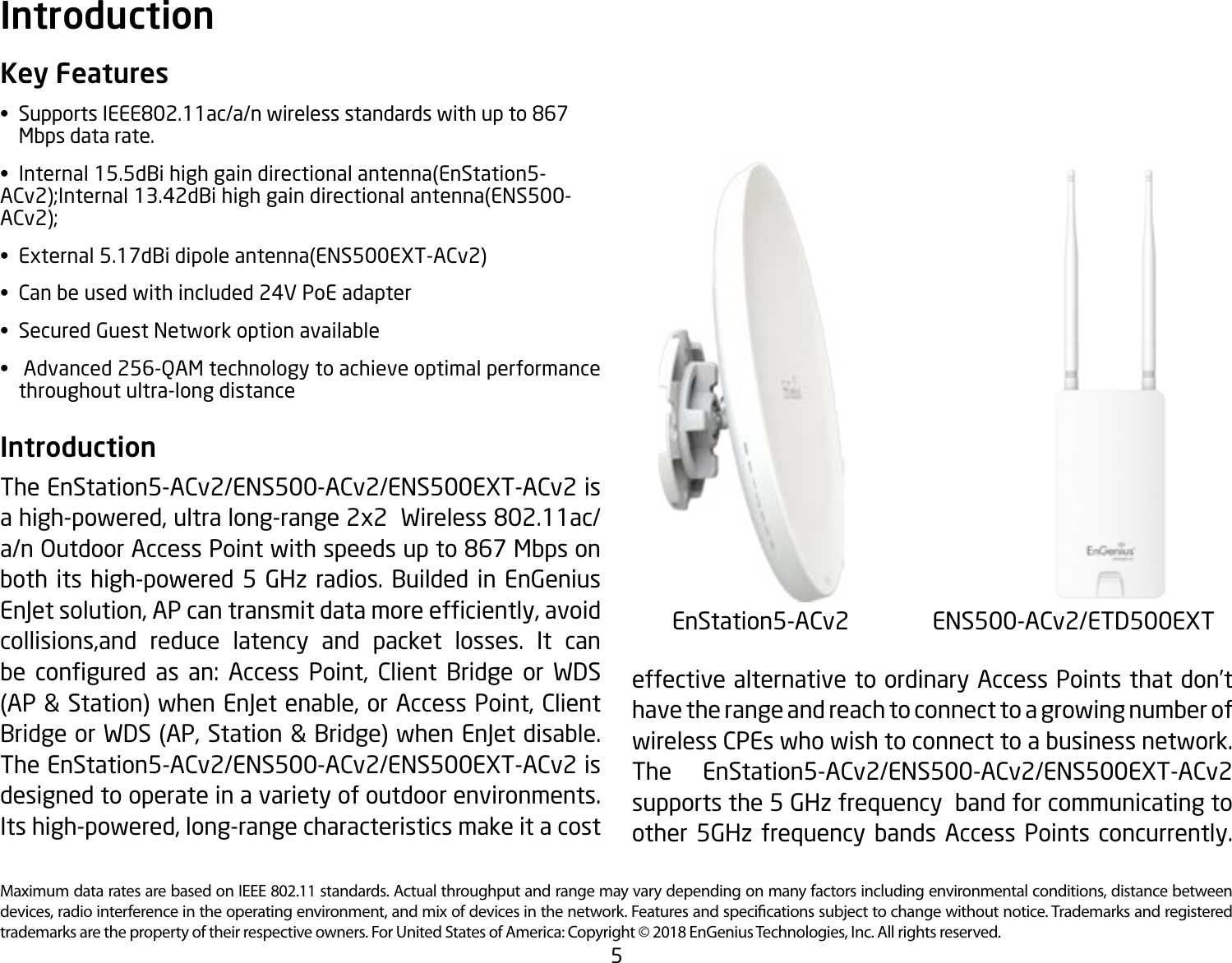 Page 5 of EnGenius Technologies ENSTA5-ACV2 Outdoor Long Range Wireless Access Point User Manual 