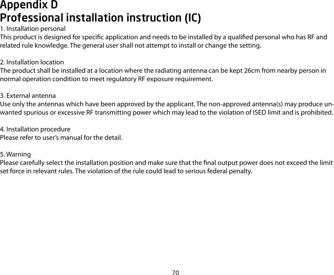 Page 70 of EnGenius Technologies ENSTA5-ACV2 Outdoor Long Range Wireless Access Point User Manual 