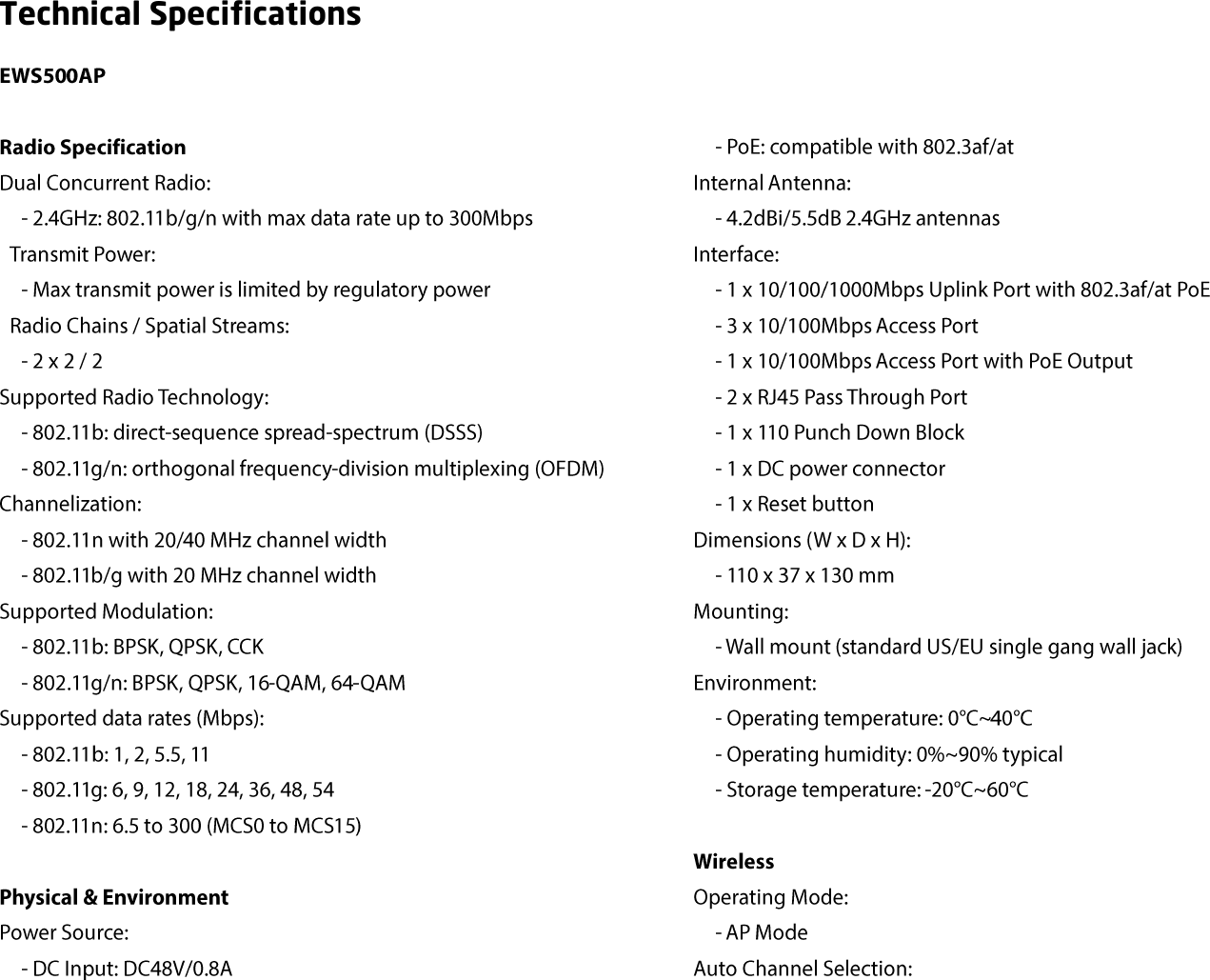 Technical Specifications   