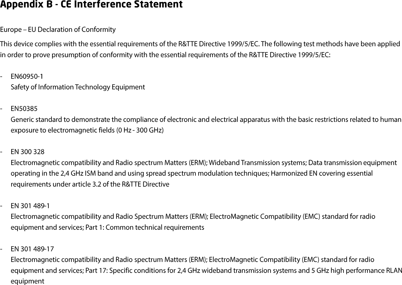 Appendix B - CE Interference Statement      