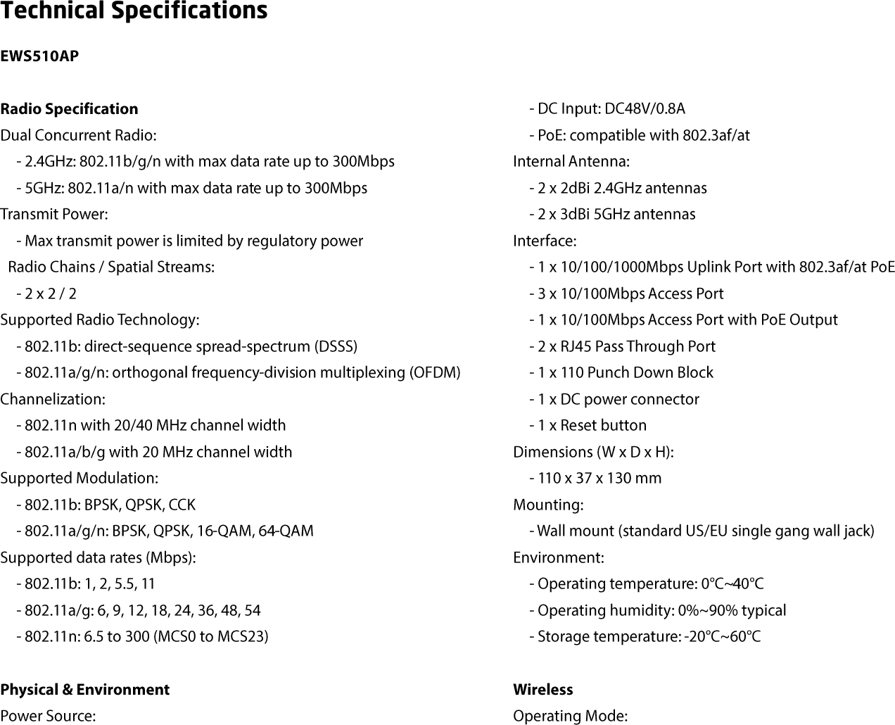 Technical Specifications   