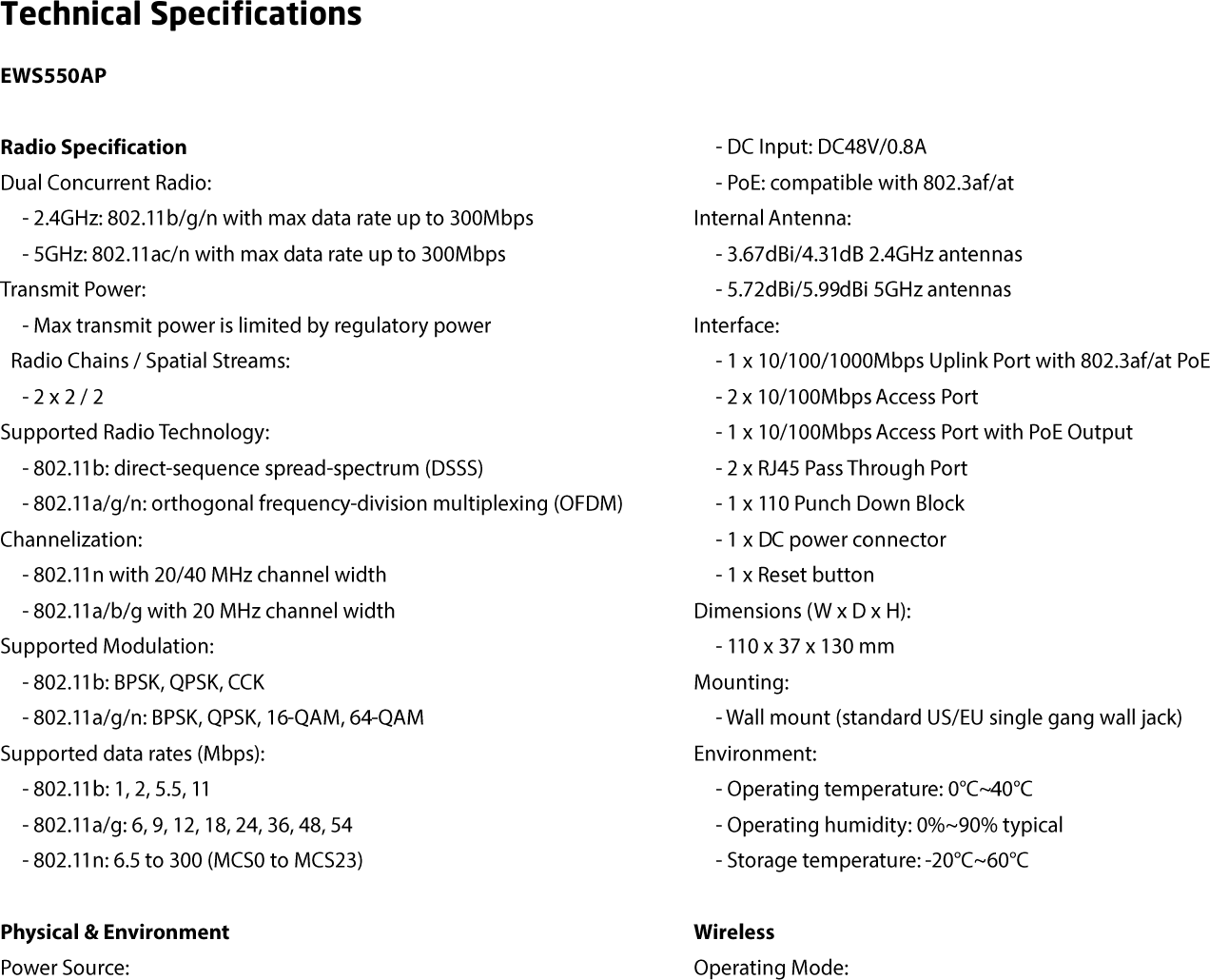 Technical Specifications   