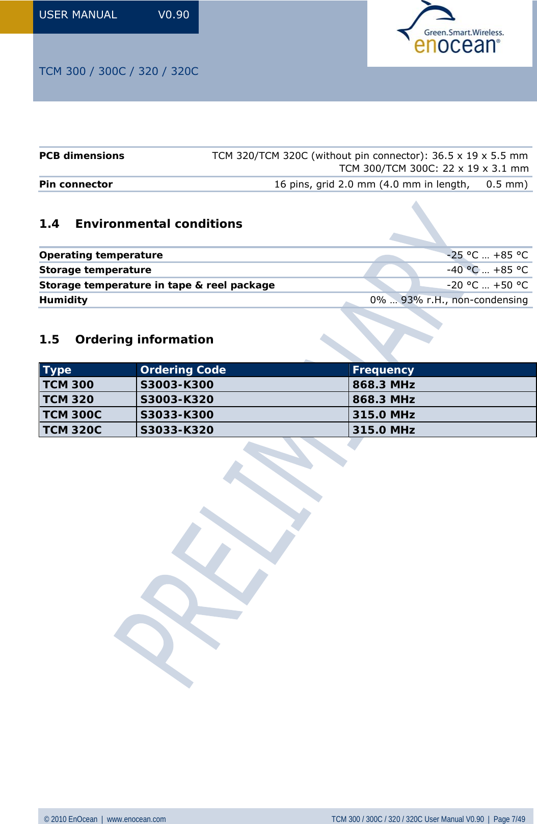 Page 43 of EnOcean STM300C Transceiver Module User Manual STM 300  V0 90wip
