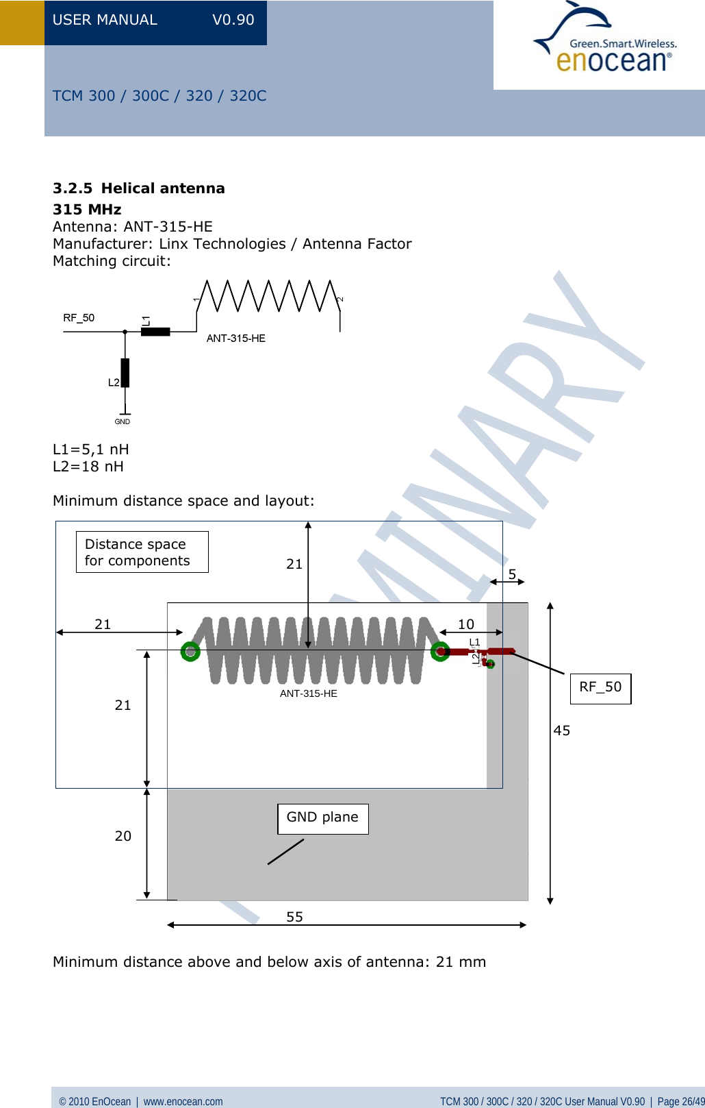 Page 26 of EnOcean TCM320C Transceiver Module User Manual  TCM3xy V0 90wip