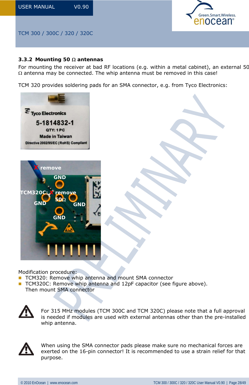 Page 28 of EnOcean TCM320C Transceiver Module User Manual  TCM3xy V0 90wip