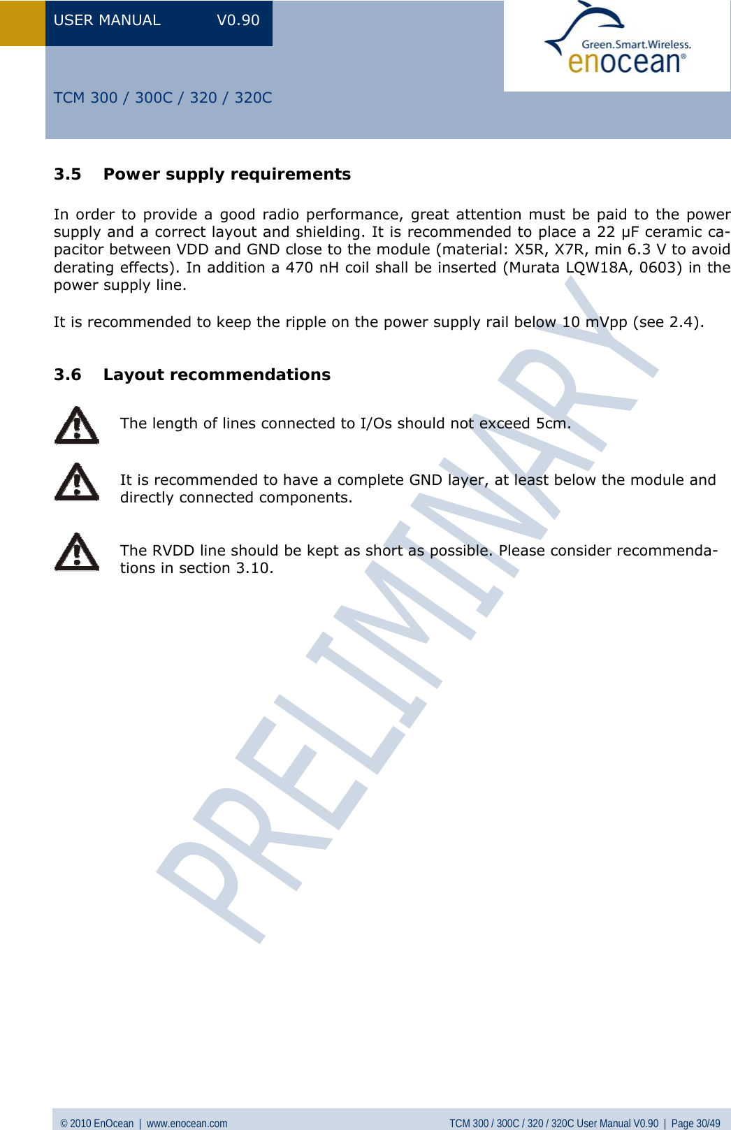 Page 30 of EnOcean TCM320C Transceiver Module User Manual  TCM3xy V0 90wip