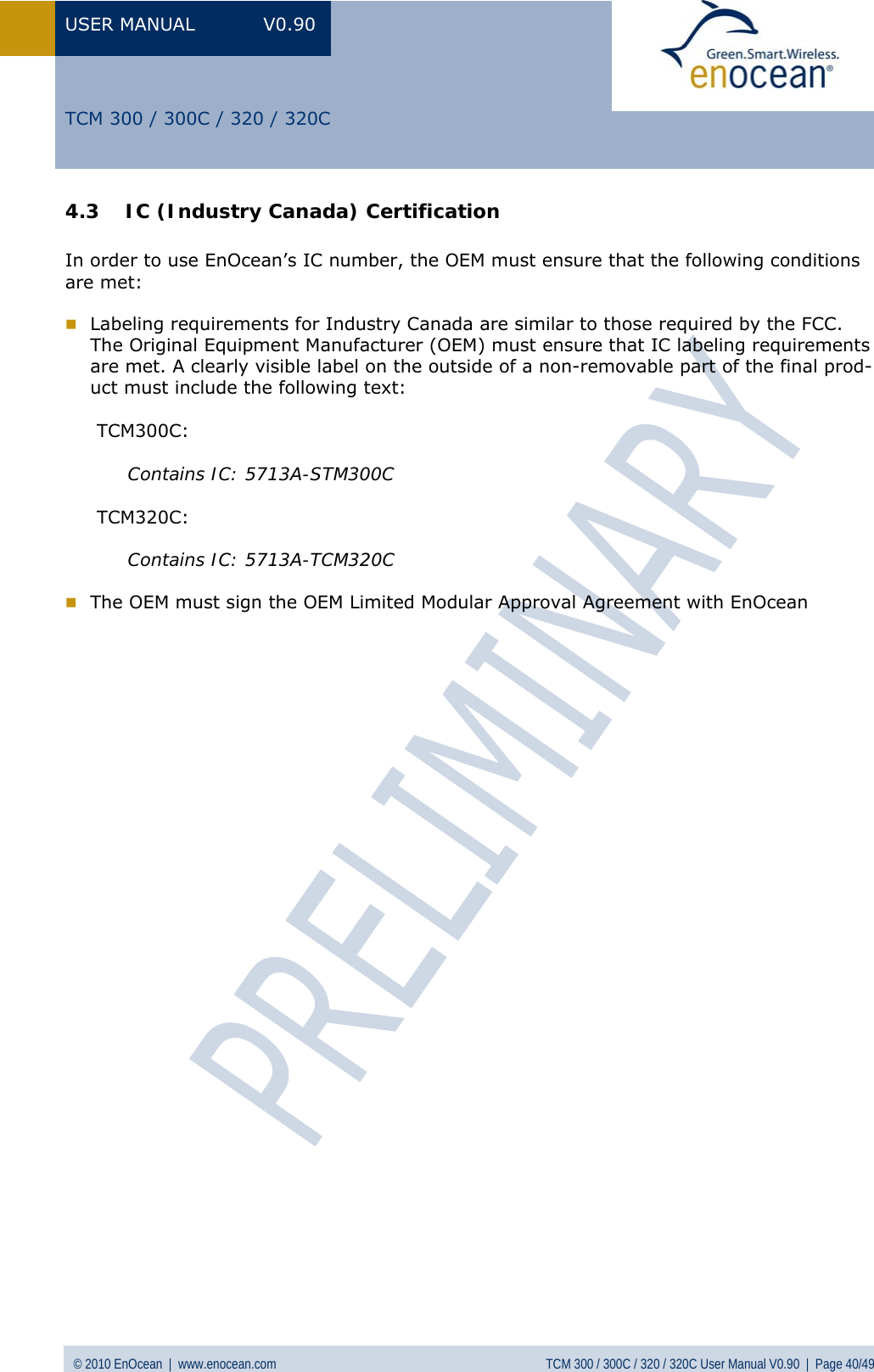 Page 40 of EnOcean TCM320C Transceiver Module User Manual  TCM3xy V0 90wip
