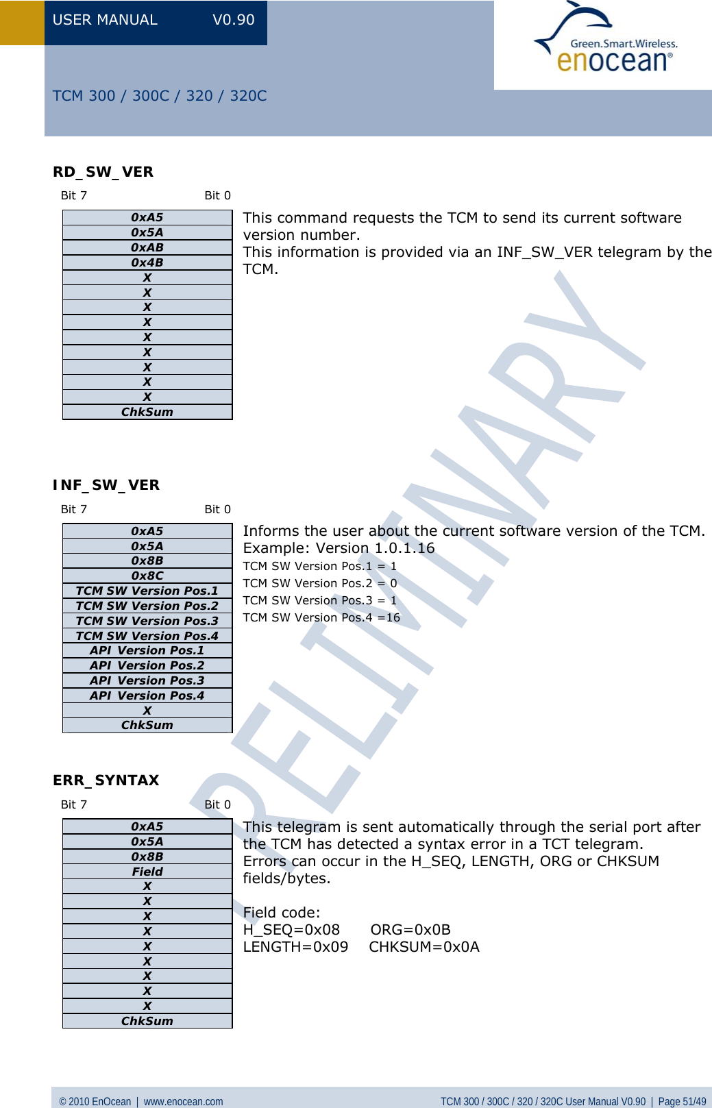 Page 51 of EnOcean TCM320C Transceiver Module User Manual  TCM3xy V0 90wip