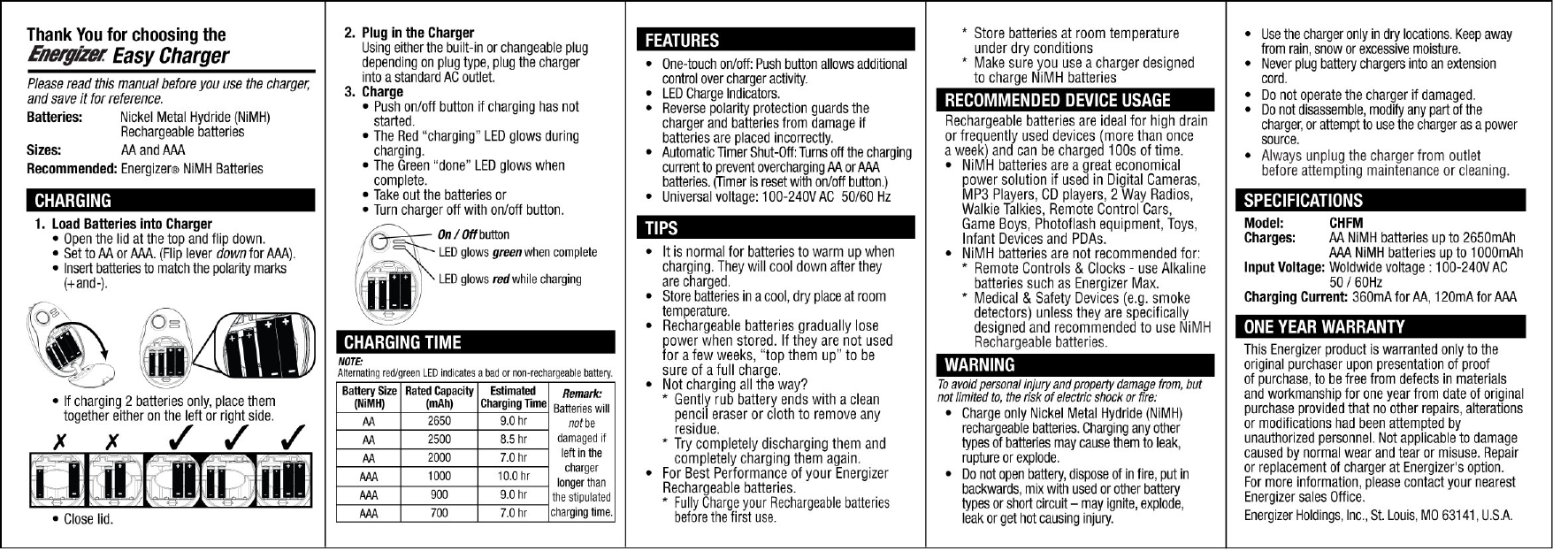 Page 1 of 1 - Energizer Energizer-Energizer-Battery-Charger-Chfm-Users-Manual- 024-4874 D07 Stealth  Energizer-energizer-battery-charger-chfm-users-manual