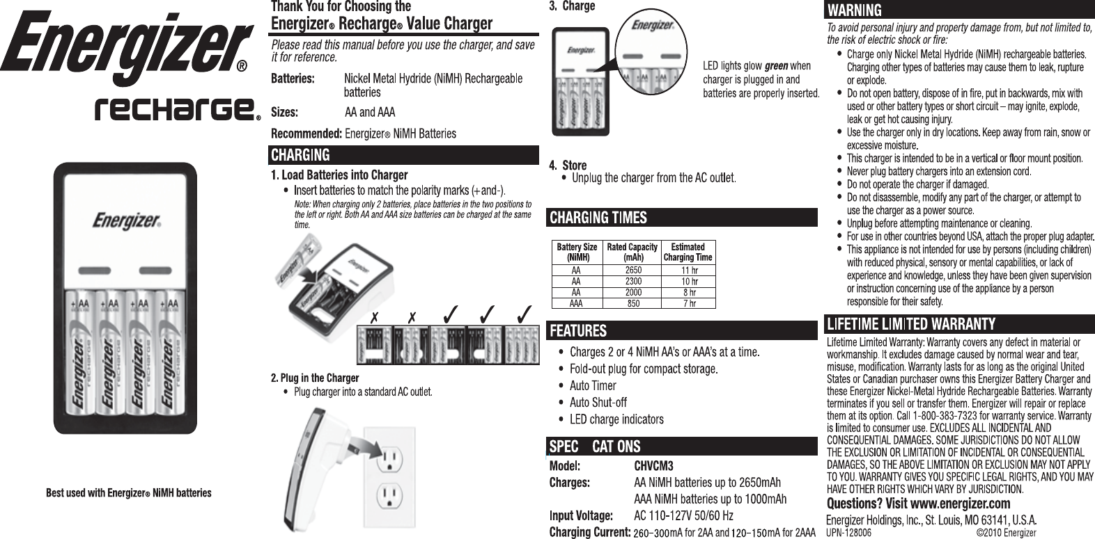 Page 1 of 1 - Energizer Energizer-Energizer-Battery-Charger-Chvcm3-Users-Manual- Chvcm3_instructions_english  Energizer-energizer-battery-charger-chvcm3-users-manual