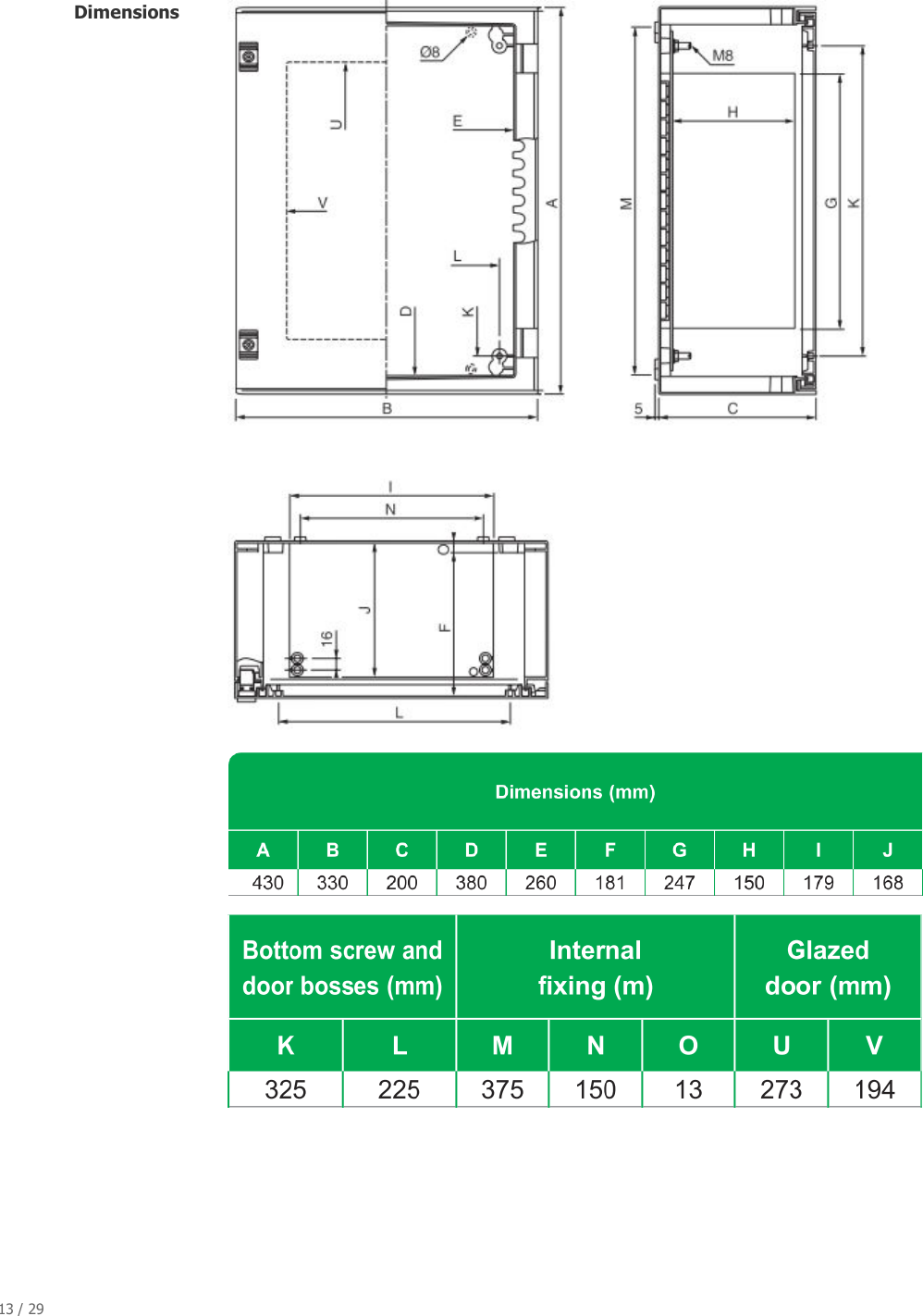 13 / 29   Dimensions    
