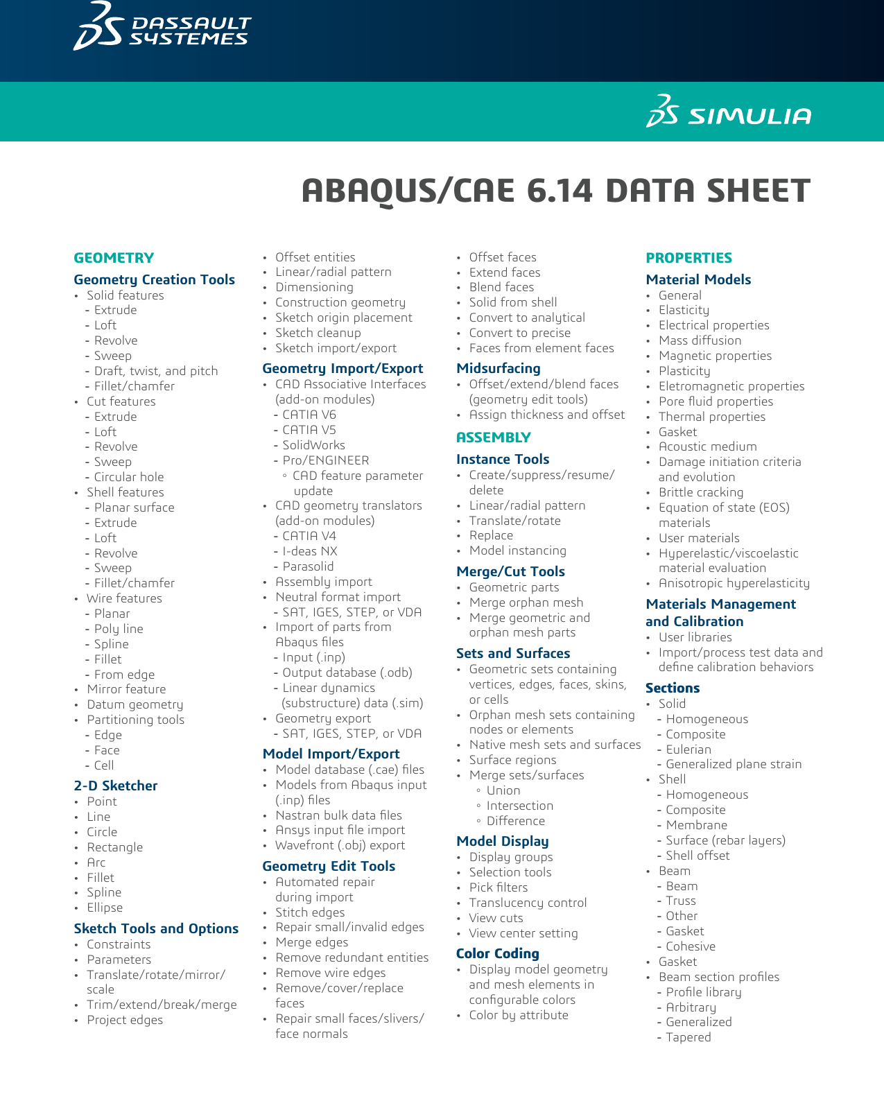 Page 1 of 4 - Simulia-abaqus-cae-datasheet