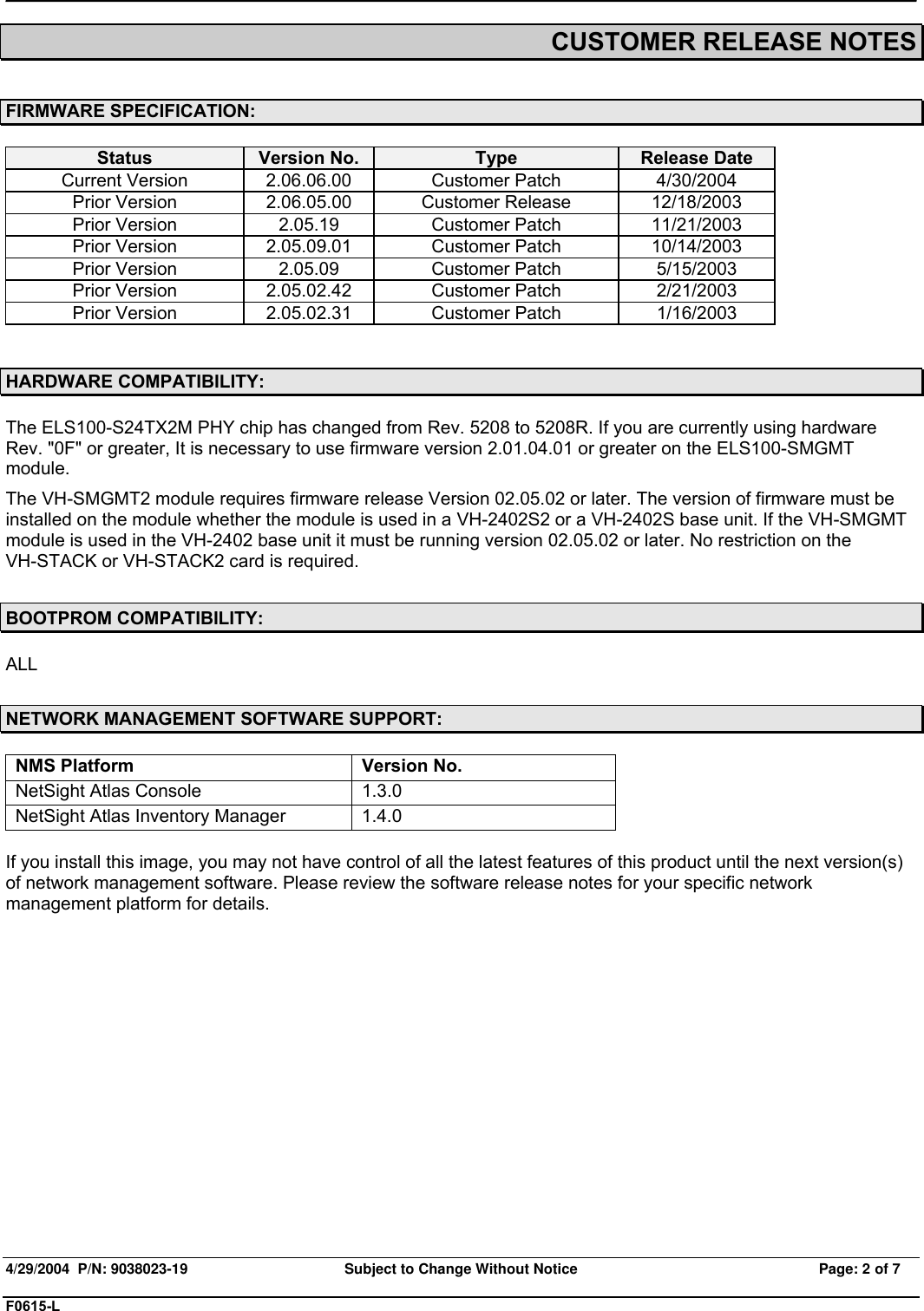 Page 2 of 7 - Enterasys-Networks Enterasys-Networks-Enterasys-Vertical-Horizon-Vh-2402S2-Users-Manual- Release Notes  Enterasys-networks-enterasys-vertical-horizon-vh-2402s2-users-manual