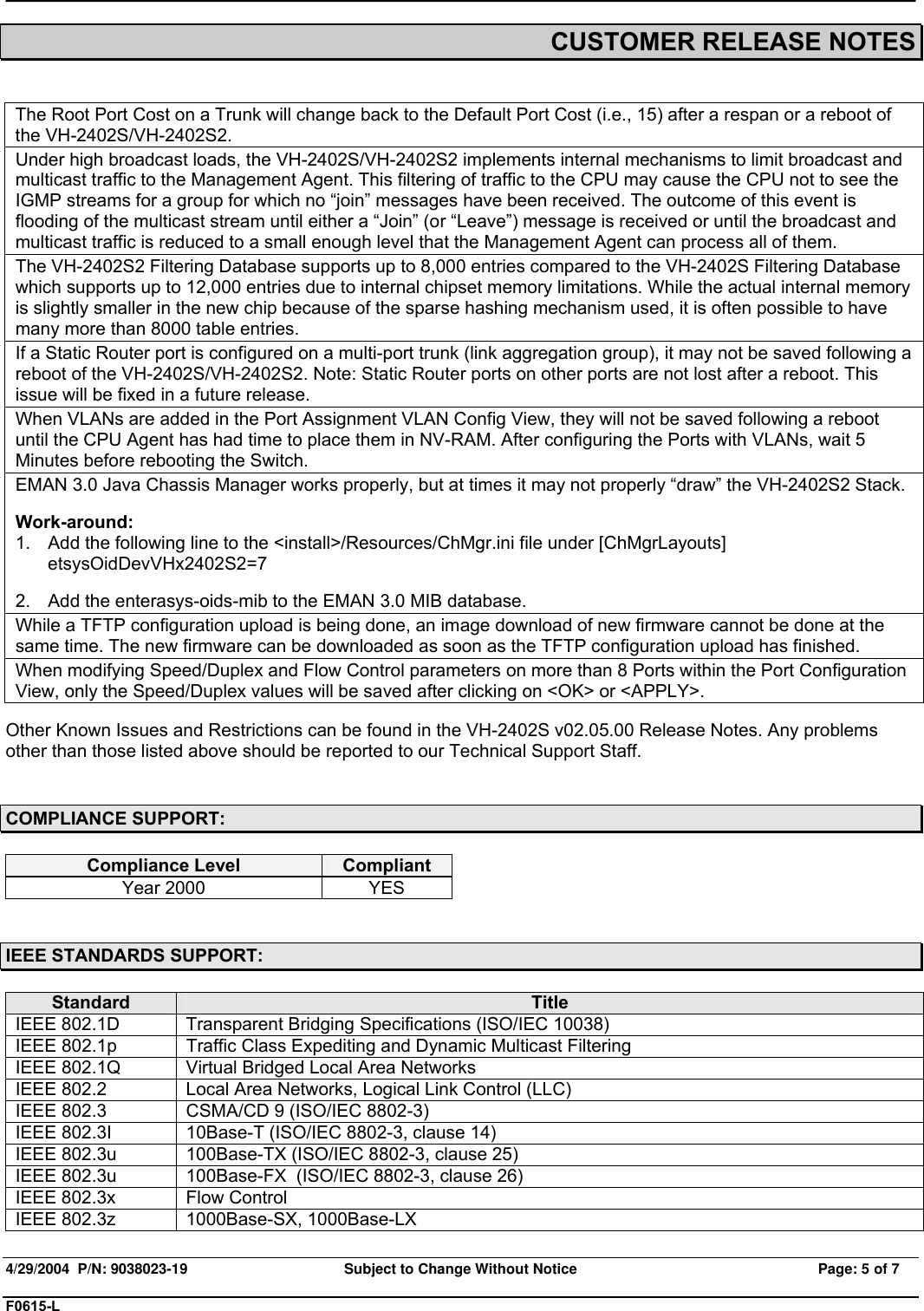 Page 5 of 7 - Enterasys-Networks Enterasys-Networks-Enterasys-Vertical-Horizon-Vh-2402S2-Users-Manual- Release Notes  Enterasys-networks-enterasys-vertical-horizon-vh-2402s2-users-manual
