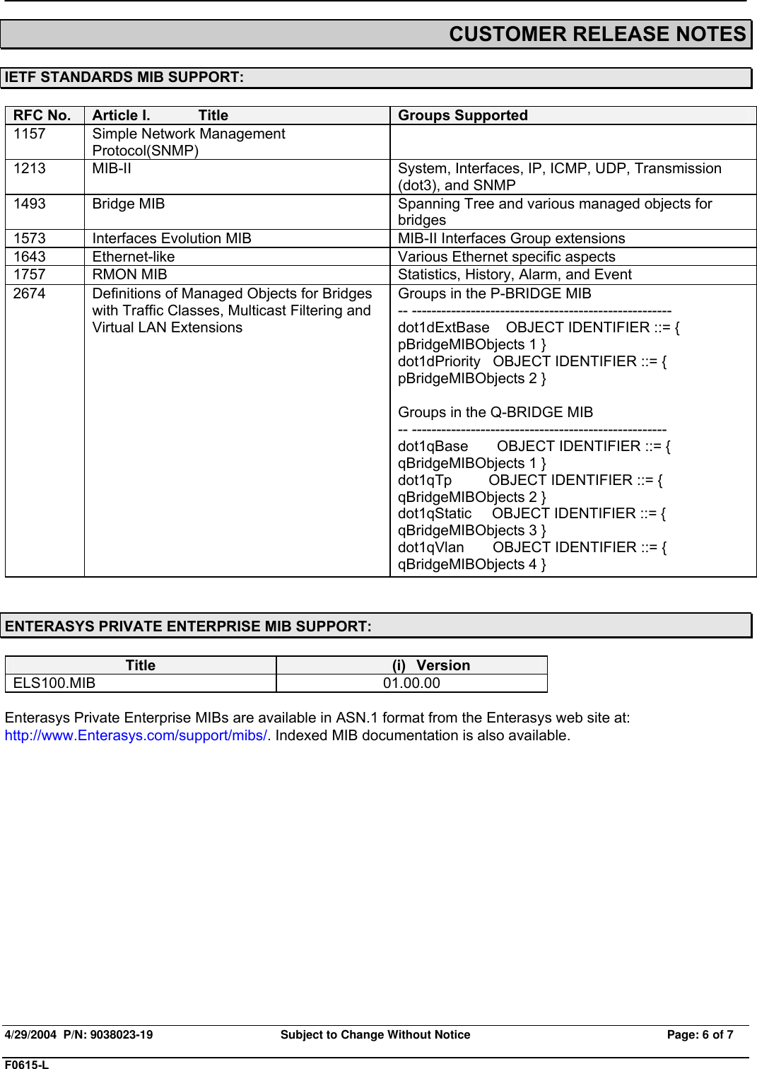 Page 6 of 7 - Enterasys-Networks Enterasys-Networks-Enterasys-Vertical-Horizon-Vh-2402S2-Users-Manual- Release Notes  Enterasys-networks-enterasys-vertical-horizon-vh-2402s2-users-manual