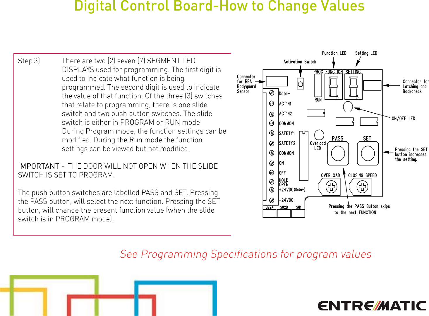 Page 5 of 10 - Entrematic  Presentation Ditec HA8-LP Low Energy Door Operator Quick Start (Controls) Installation Instructions Guide-controls