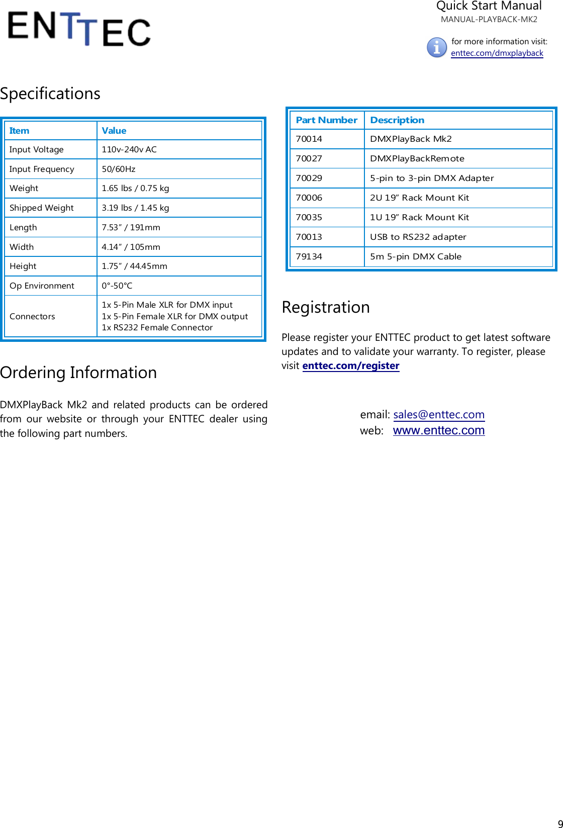 Page 9 of 9 - Enttec 70014 User Manual