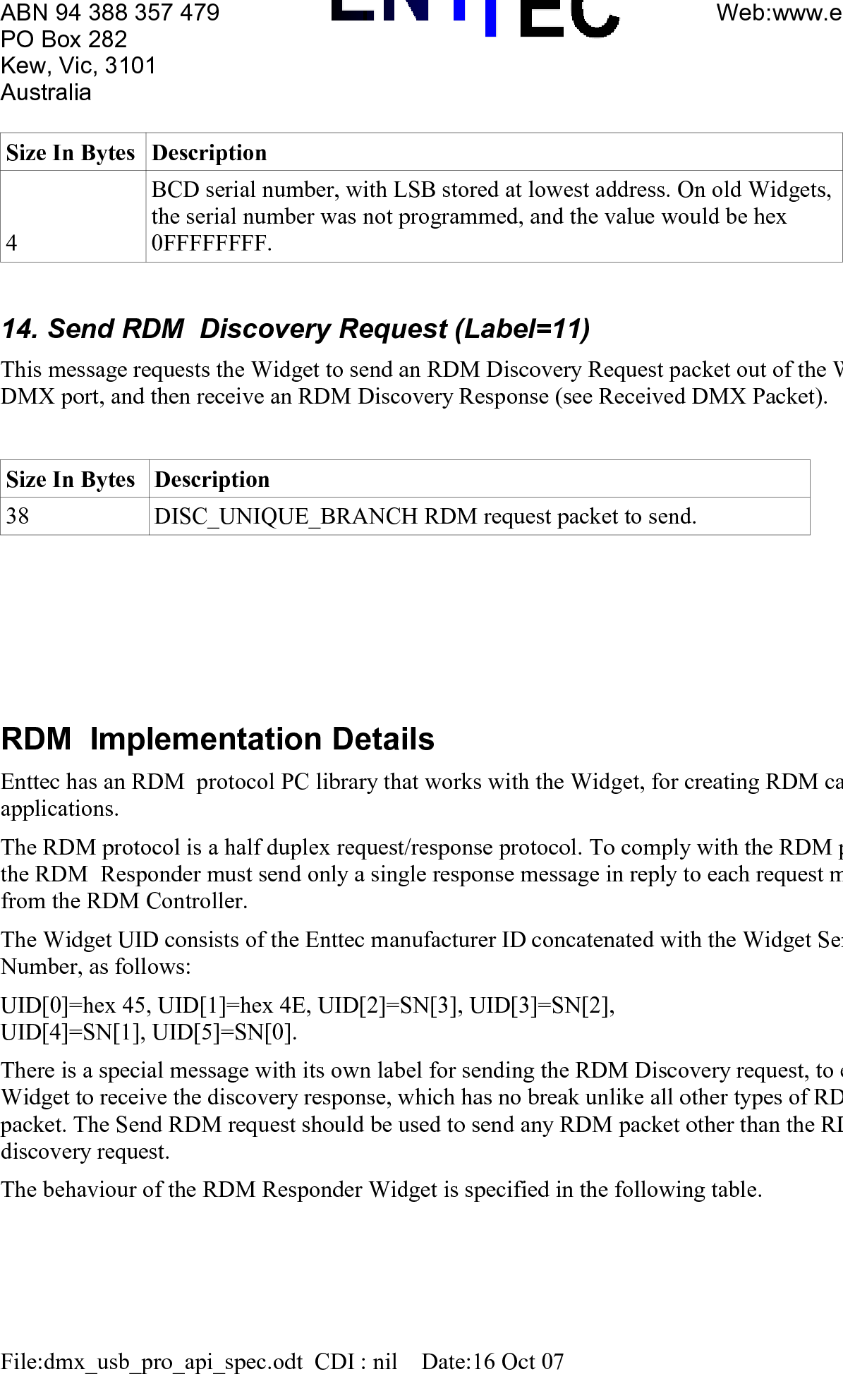 Page 8 of 9 - Enttec Dmx Usb Pro Api Spec User Manual