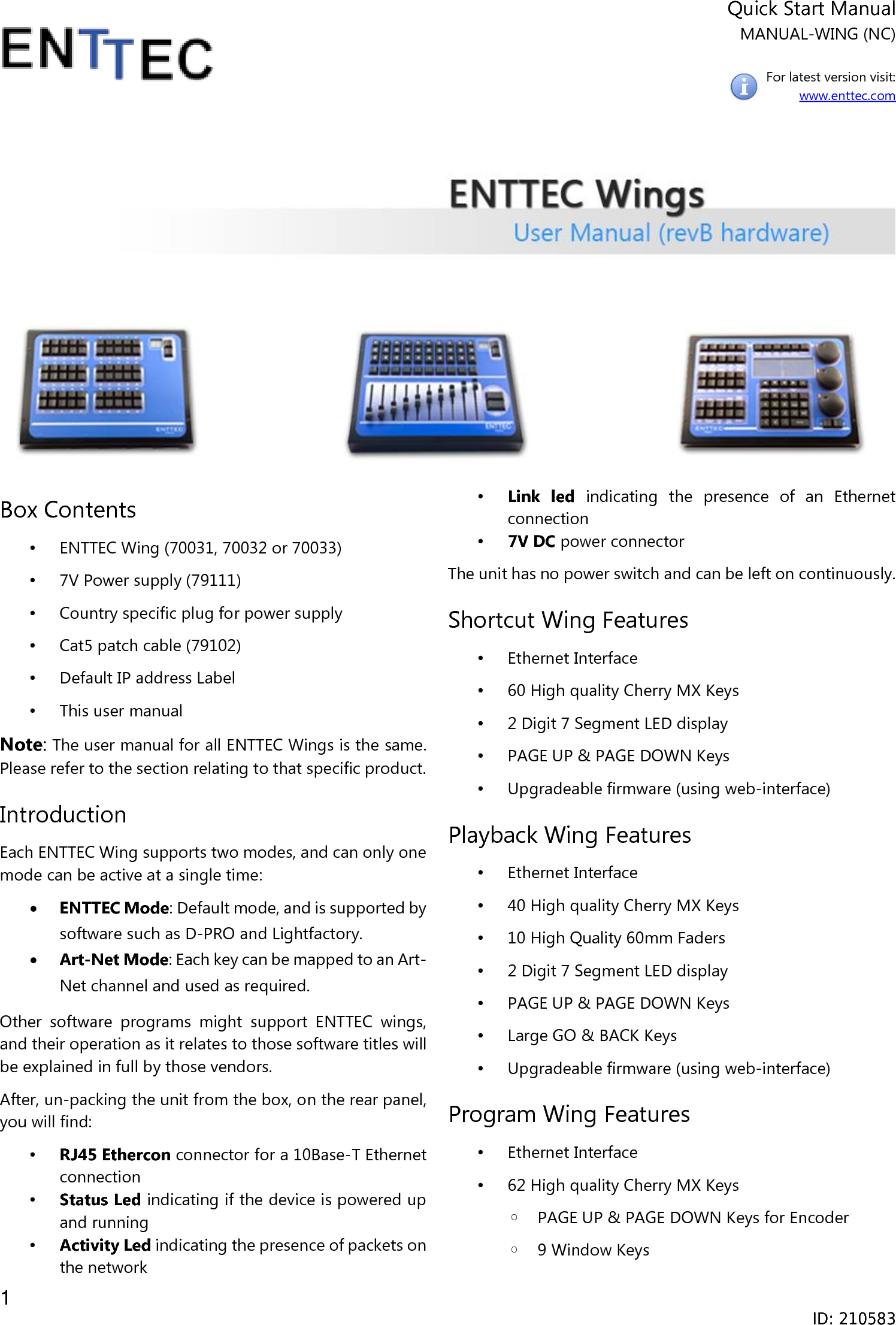 Page 1 of 4 - Enttec Wings Manual Revb User Rev B