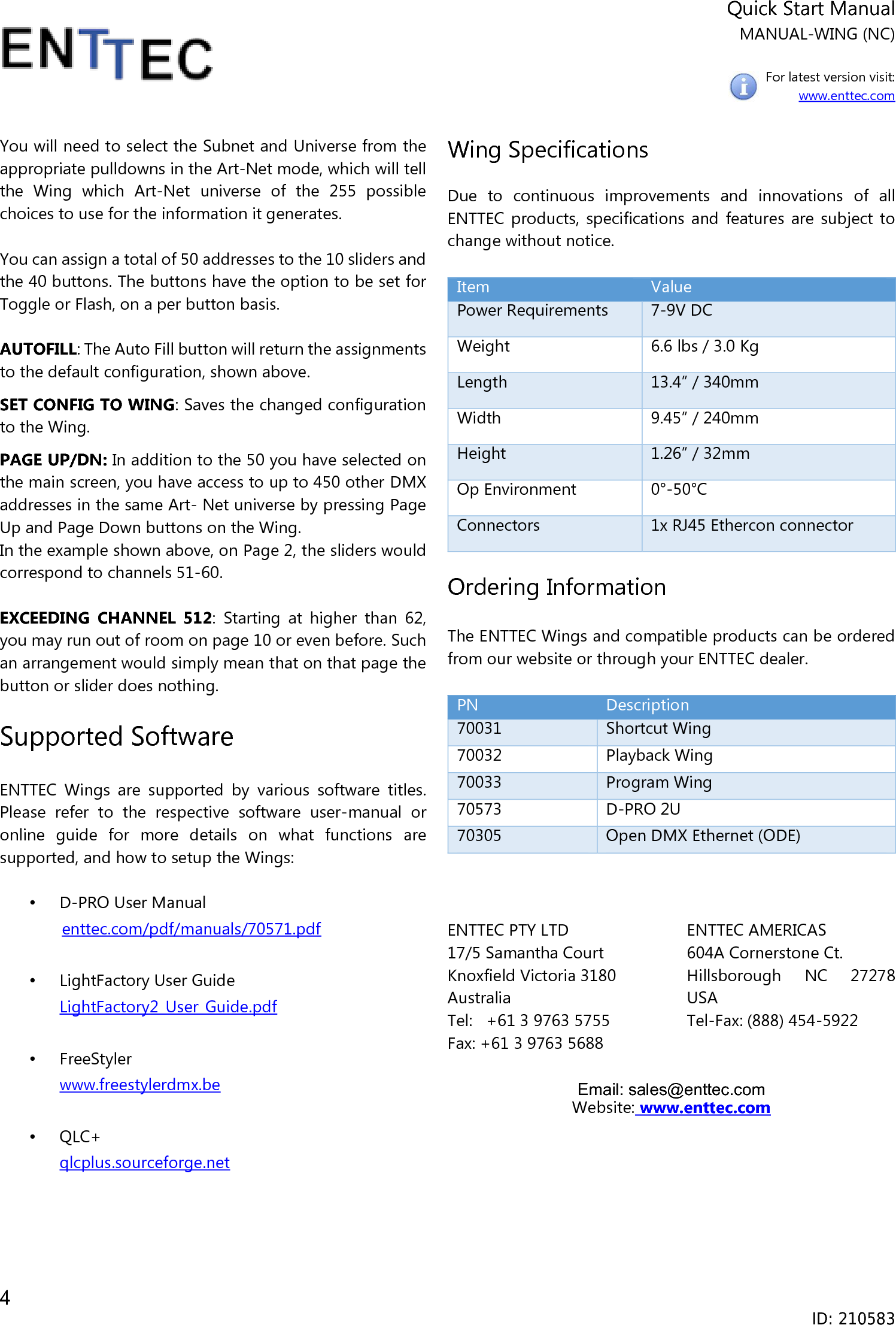 Page 4 of 4 - Enttec Wings Manual Revb User Rev B