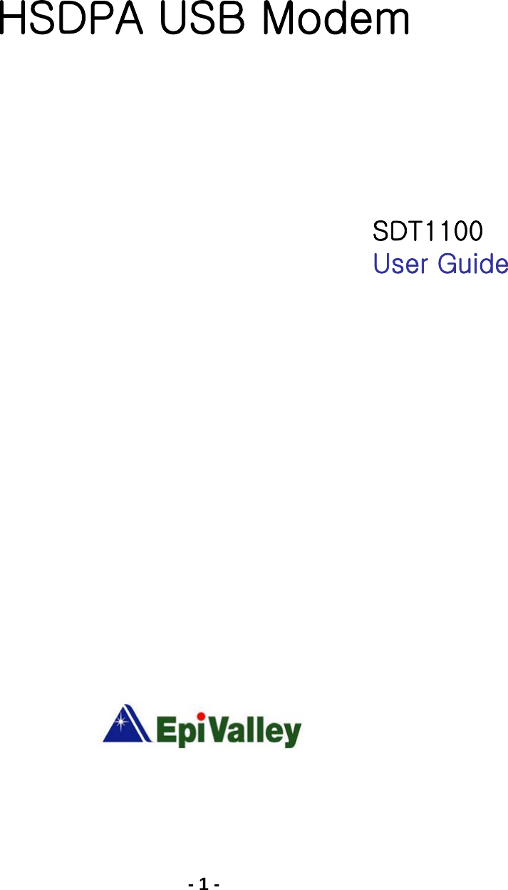 - 1 -      HSDPA USB Modem          SDT1100   User Guide                     