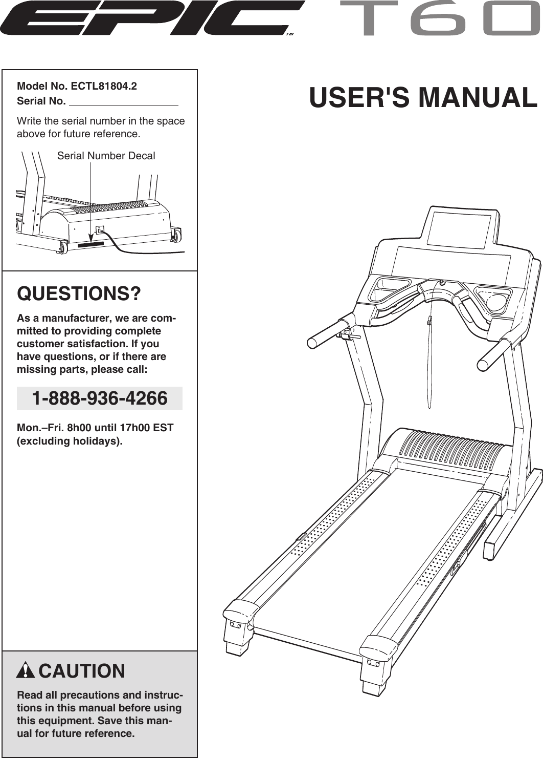 Epic Fitness Ectl81804 2 Users Manual *PFTL51233 209359