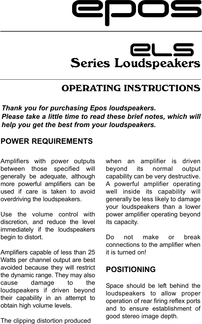 Page 1 of 9 - Epos Epos-Els-Series-Users-Manual- ELS Instructions Feb 2005.qxp  Epos-els-series-users-manual