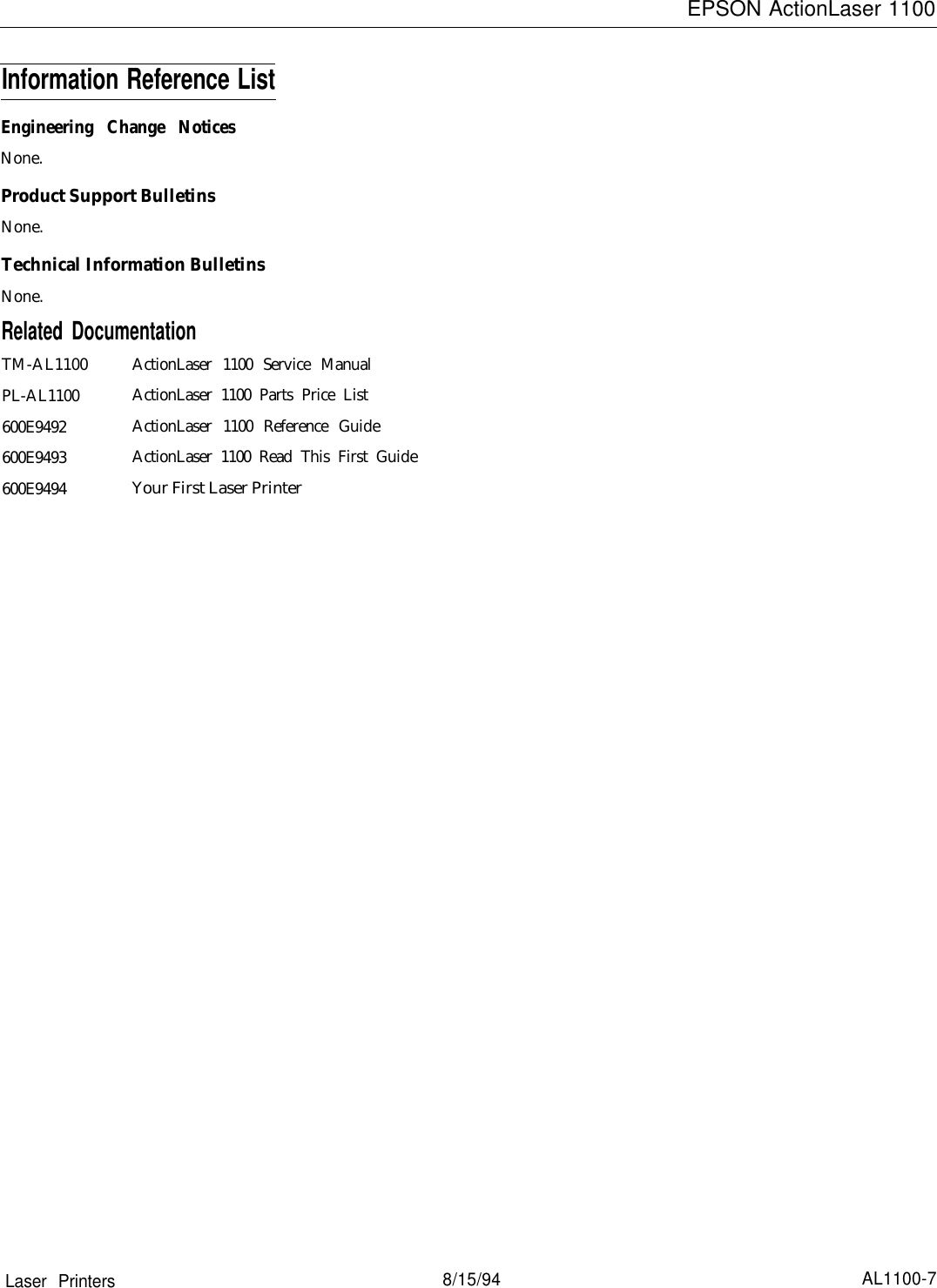 Page 7 of 7 - Epson Epson-1100-Users-Manual- ActionLaser 1100 - Product Information Guide  Epson-1100-users-manual