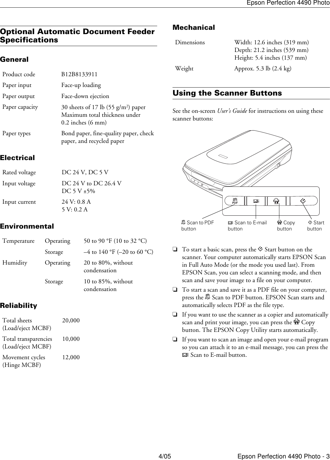 Page 3 of 10 - Epson Epson-4490-Users-Manual- Perfection 4490