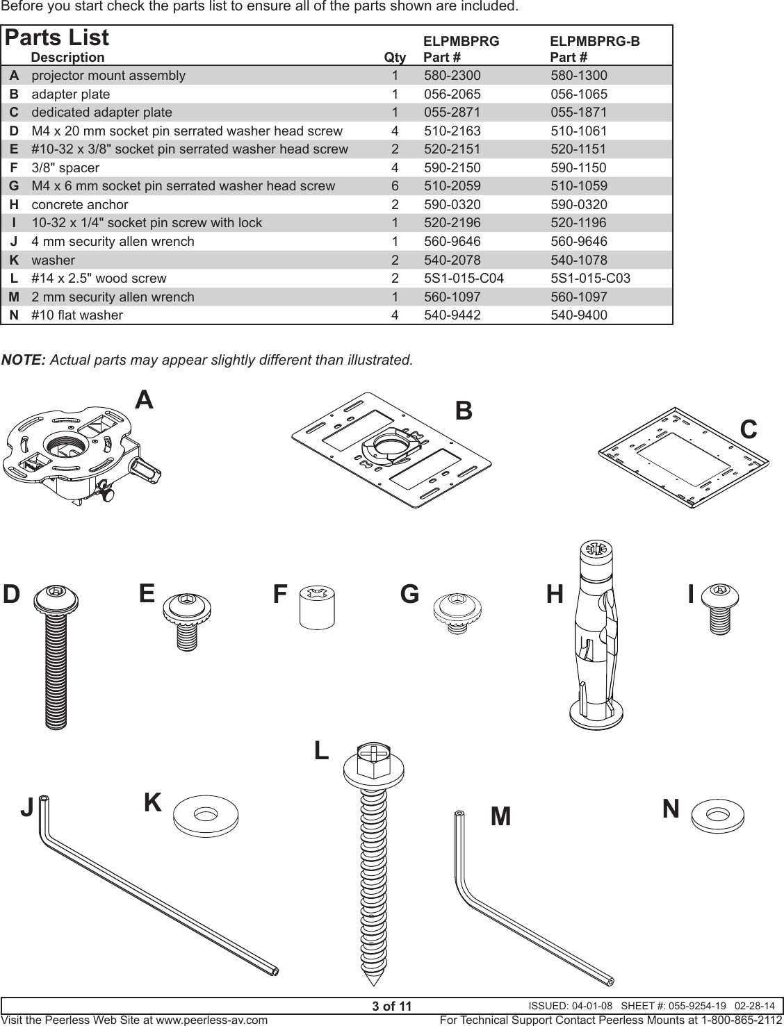 Page 3 of 11 - Epson Epson-Advanced-Projector-Ceiling-Mount-With-Precision-Gear-Installation-Guide-  Epson-advanced-projector-ceiling-mount-with-precision-gear-installation-guide