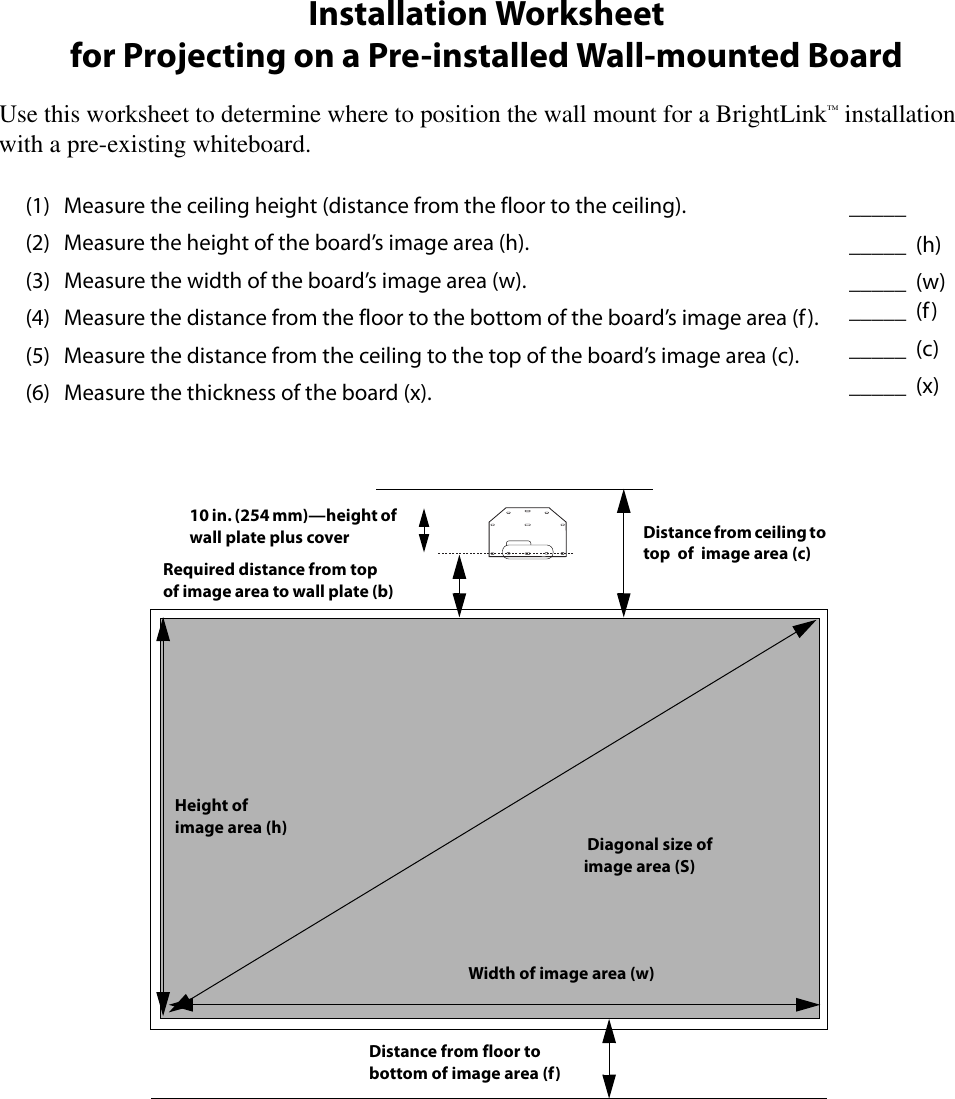 Page 4 of 5 - Epson Epson-Brightlink-450Wi-Interactive-Projector-Installation-Worksheet-  Epson-brightlink-450wi-interactive-projector-installation-worksheet