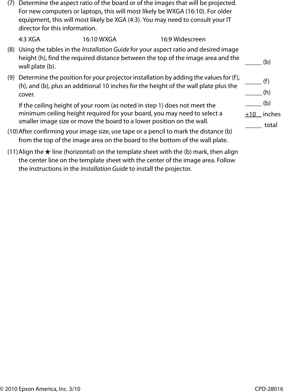 Page 5 of 5 - Epson Epson-Brightlink-450Wi-Interactive-Projector-Installation-Worksheet-  Epson-brightlink-450wi-interactive-projector-installation-worksheet