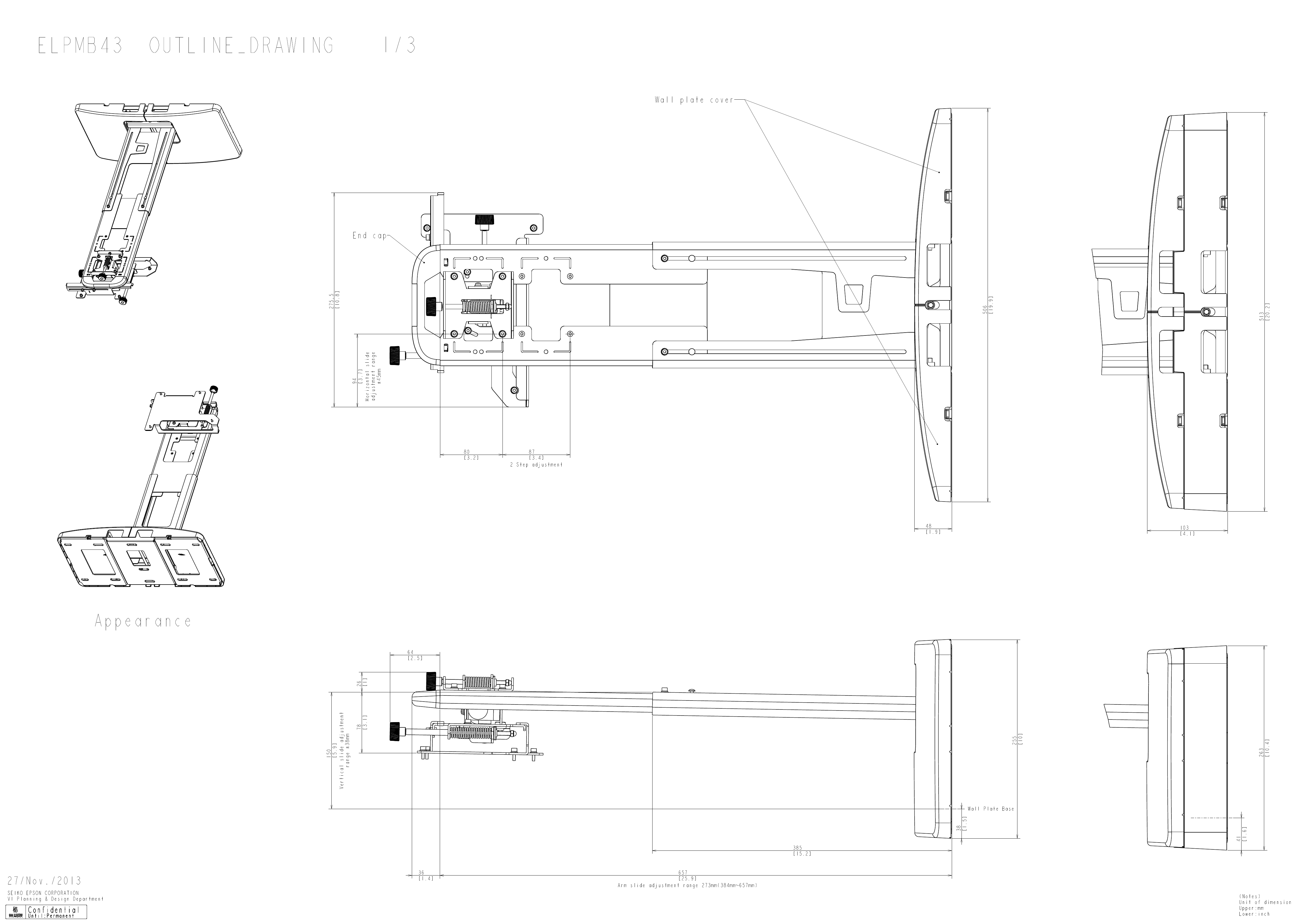 Proyector Dimensional Epson Brightlink 575Wi Interactive Wxga 3Lcd Projector Dimensional Drawings