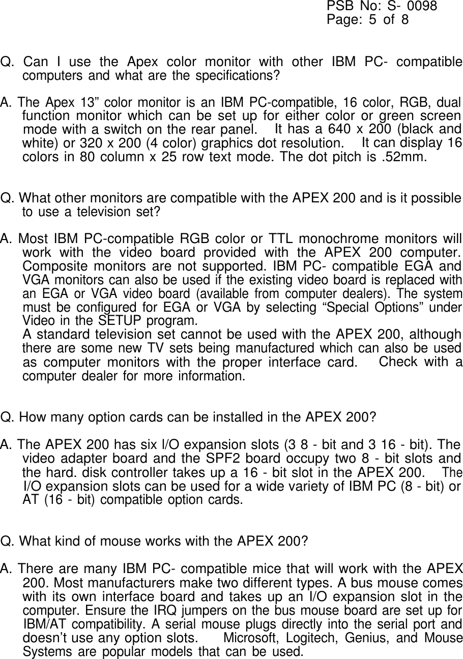 Page 8 of 12 - Epson Epson-Epson-Apex-200-Product-Support-Bulletin- Apex 200 - Product Support Bulletin  Epson-epson-apex-200-product-support-bulletin