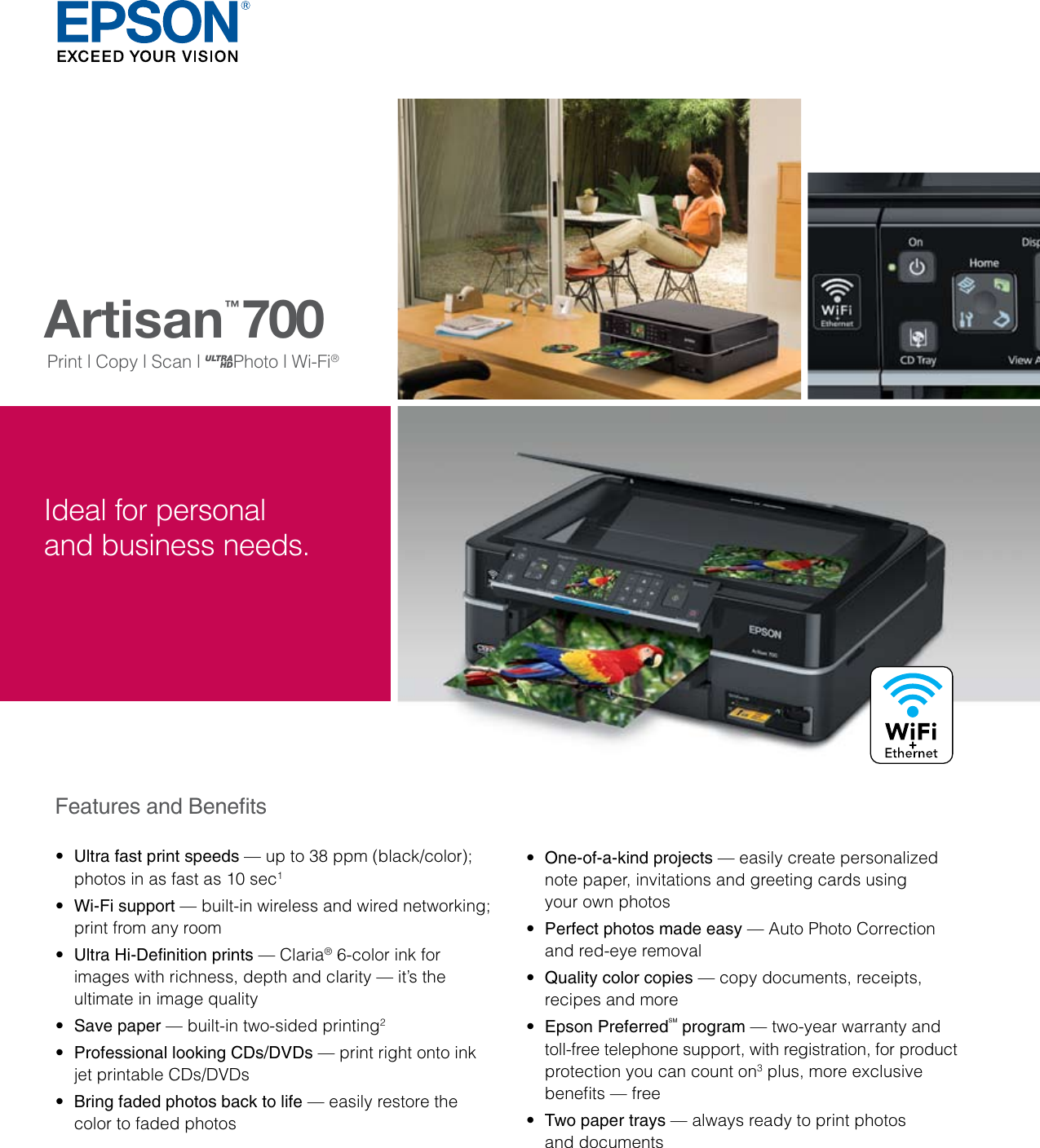 Page 1 of 2 - Epson Epson-Epson-Artisan-700-All-In-One-Printer-Product-Brochure- Artisan 700 - Product Brochure  Epson-epson-artisan-700-all-in-one-printer-product-brochure