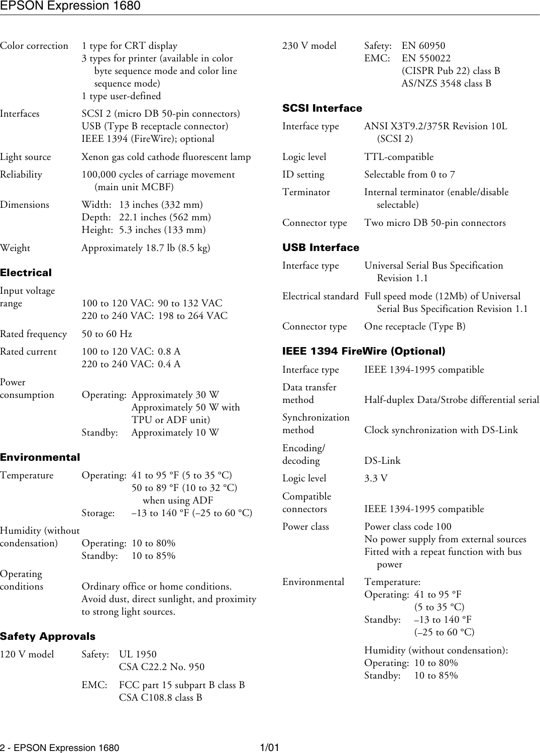 Page 2 of 8 - Epson Epson-Epson-Expression-1680-Professional-Product-Information-Guide- Expression 1680 Series - Product Information Guide Epson-epson-expression-1680-professional-product-information-guide