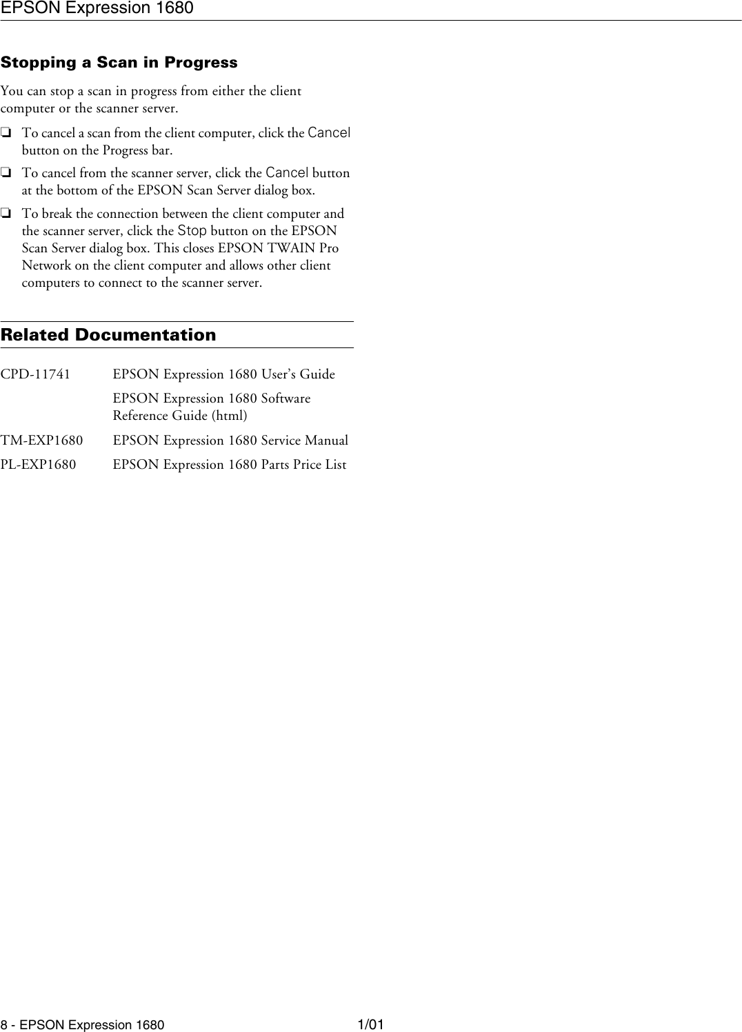 Page 8 of 8 - Epson Epson-Epson-Expression-1680-Professional-Product-Information-Guide- Expression 1680 Series - Product Information Guide Epson-epson-expression-1680-professional-product-information-guide