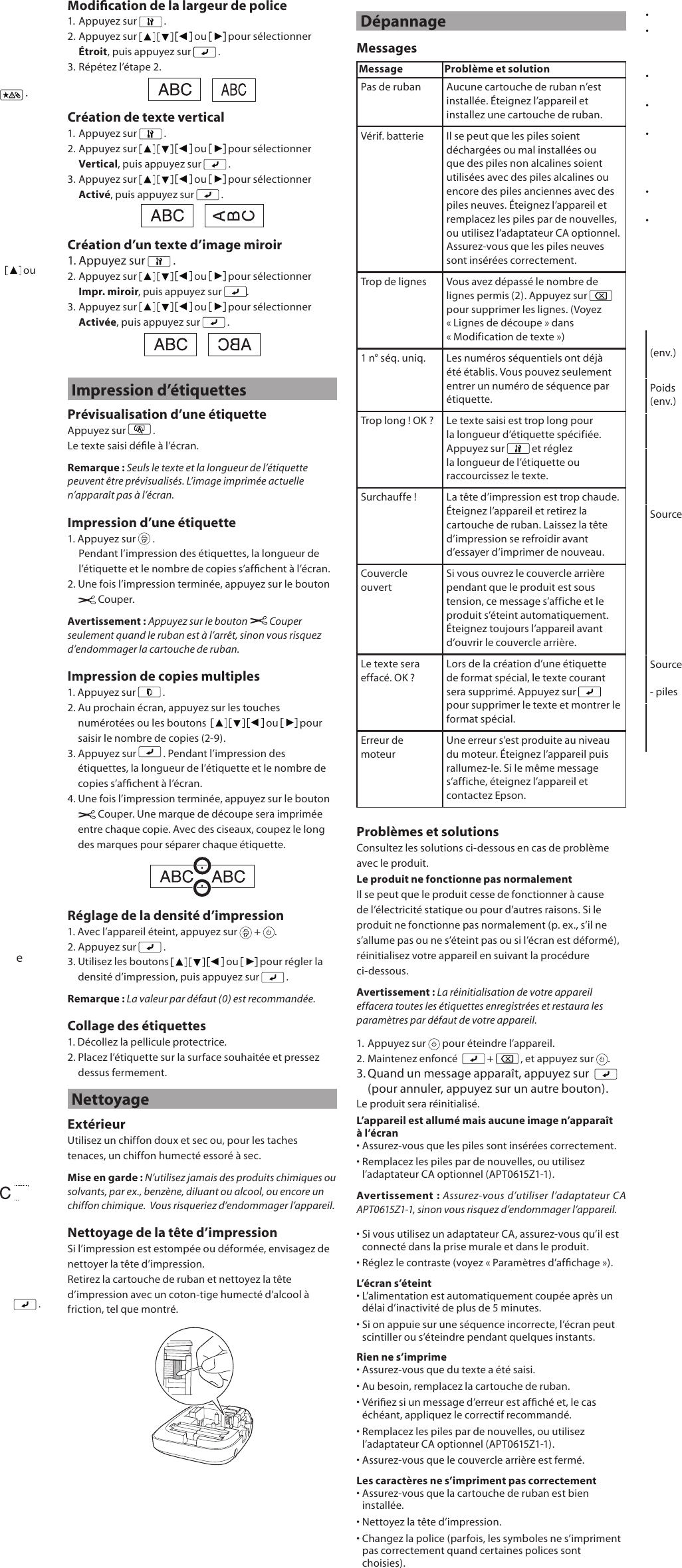 Page 7 of 8 - Epson Epson-Epson-Lw-300-Owner-S-Manual User's Guide - LW-300