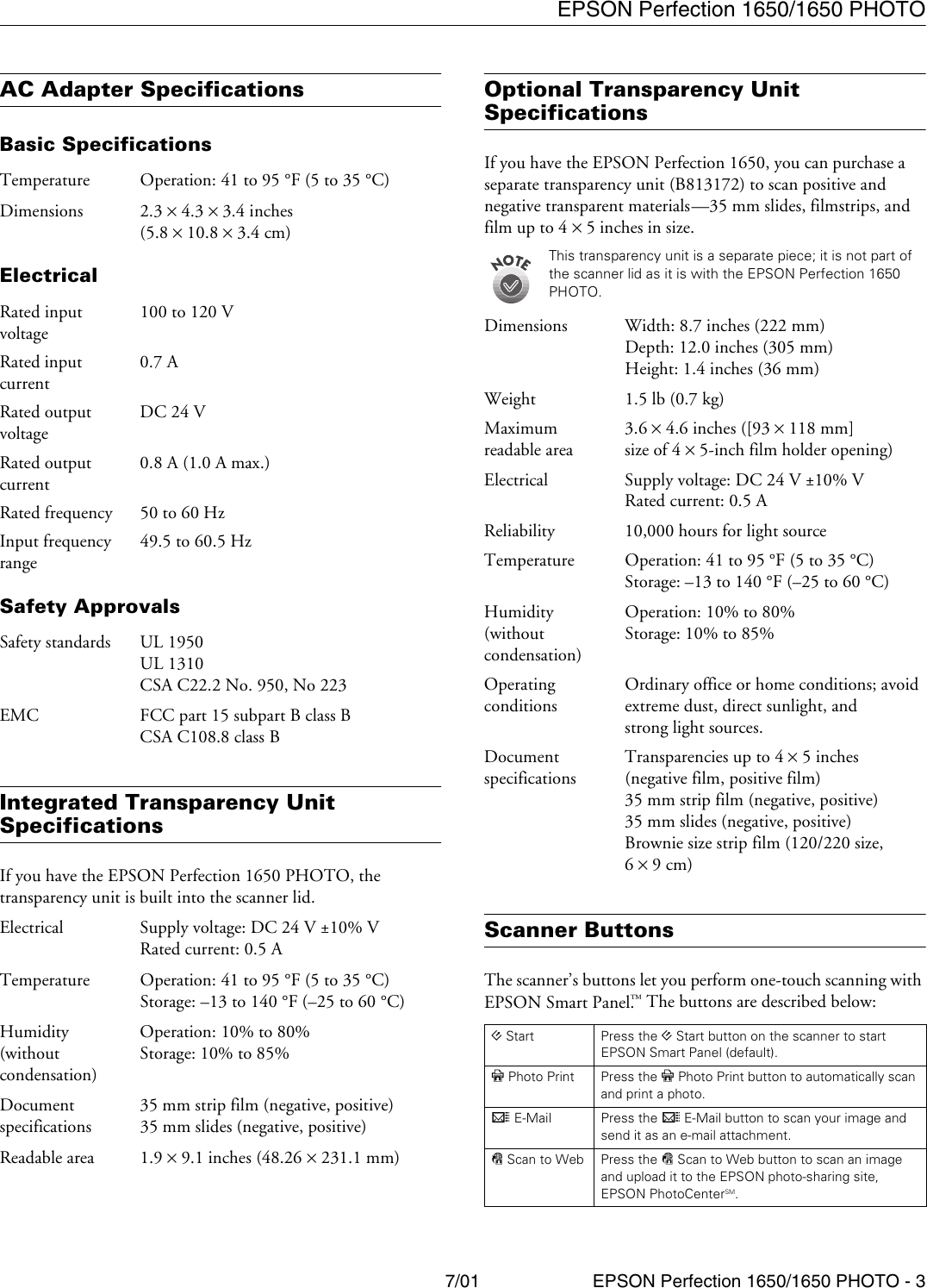 Page 3 of 5 - Epson Epson-Epson-Perfection-1650-Photo-Scanner-Product-Information-Guide-  Epson-epson-perfection-1650-photo-scanner-product-information-guide